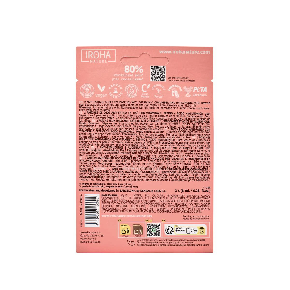 Parches Para Ojos Antifatiga Vitamina C Iroha Nature