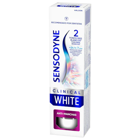 Dentífrico antimanchas SENSODYNE CLINICAL WHITE, tubo 75 ml
