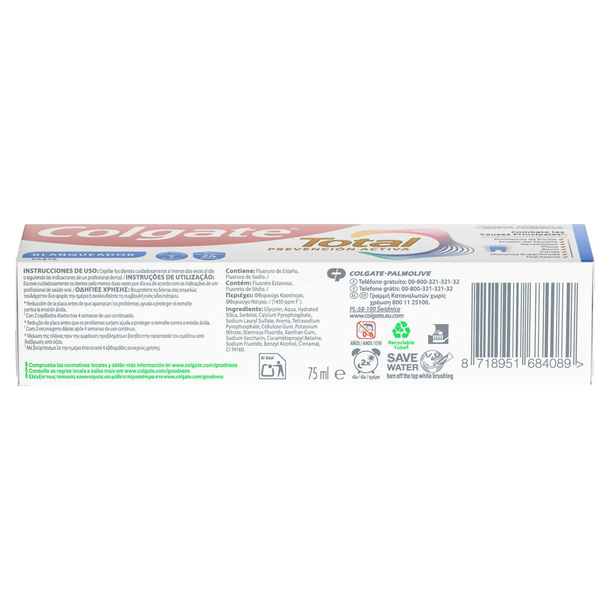 Pasta De Dientes Prevención Activa Blanqueadora Colgate Total 75Ml