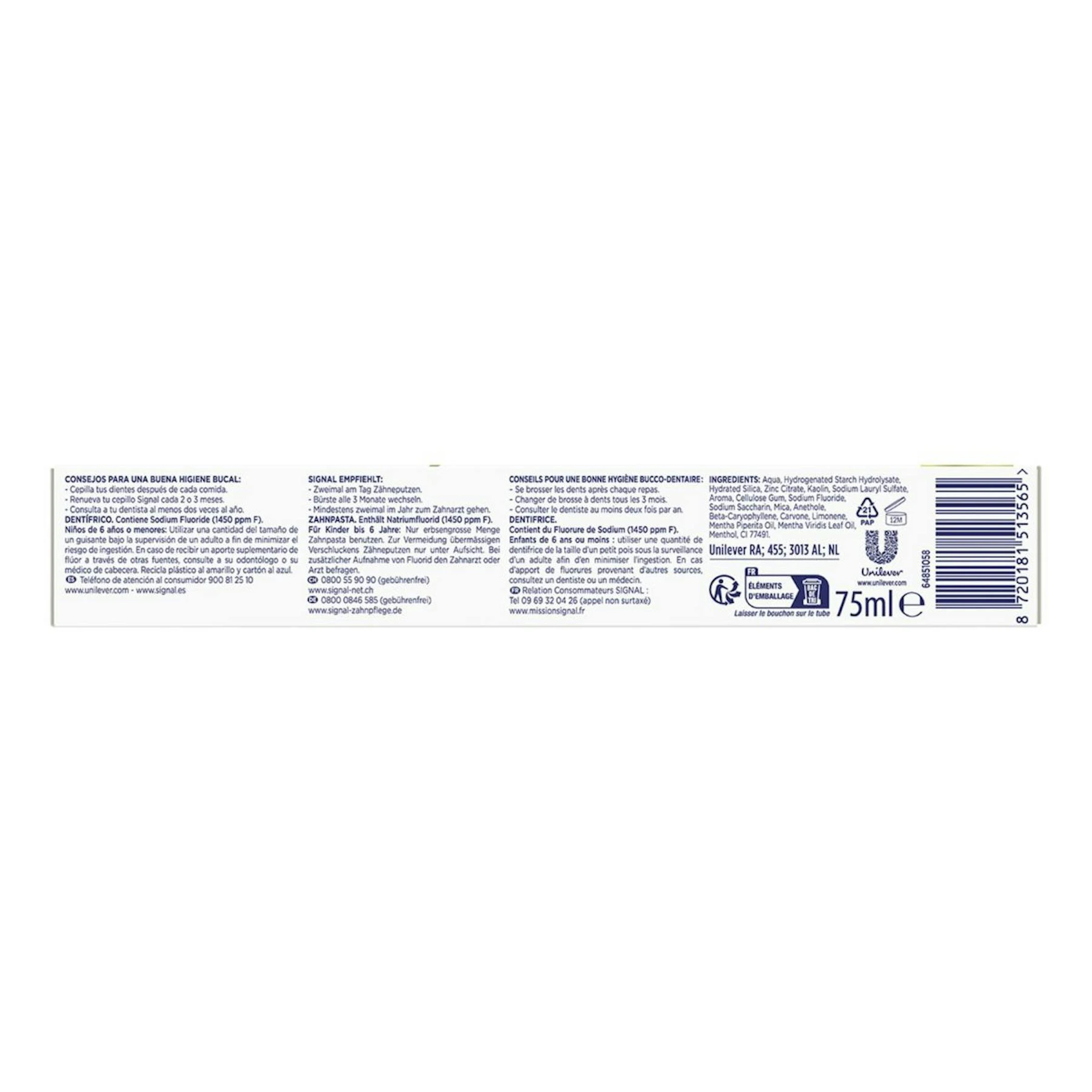 Pasta De Dientes Integral 8 Actions Protección Completa Signal 75Ml