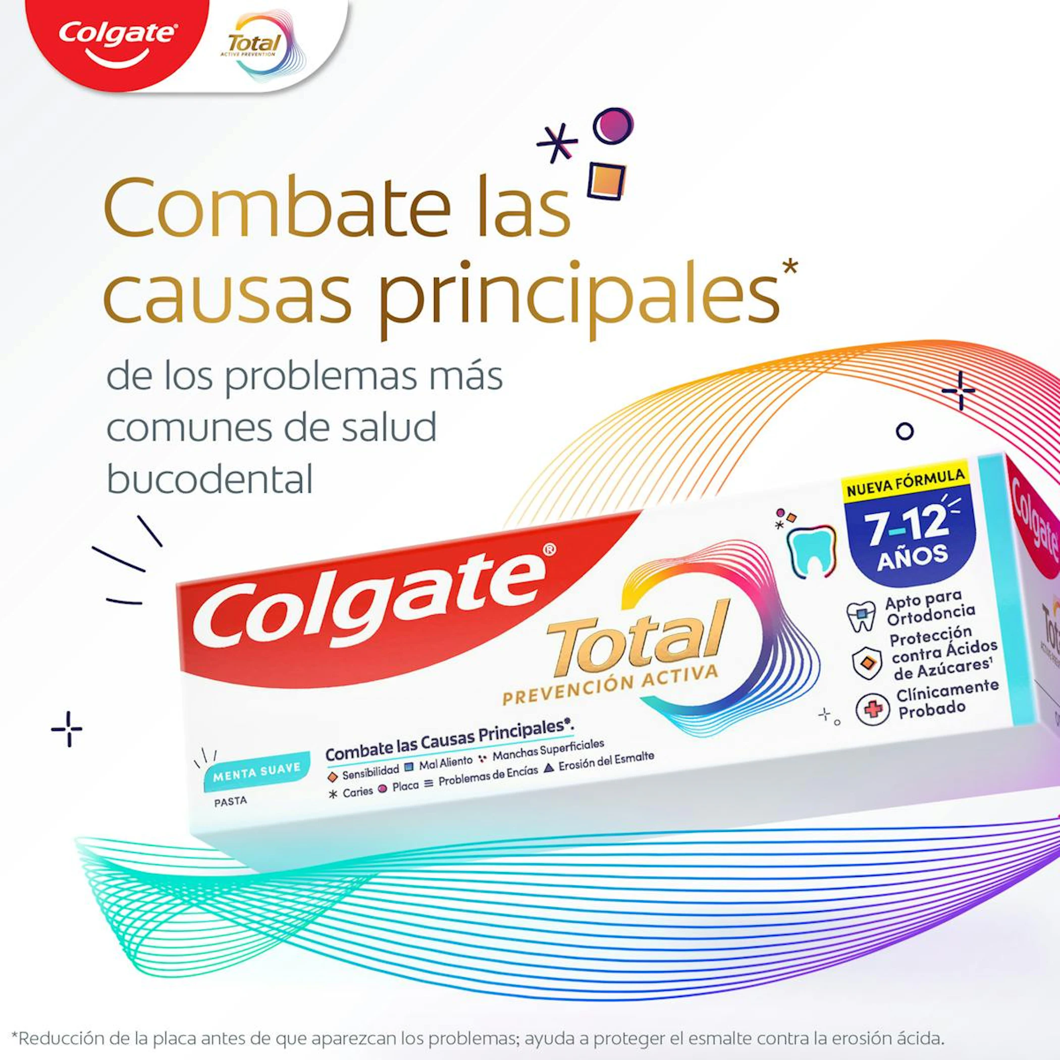 Pasta De Dentes Prevenção Ativa Junior 7-12 Anos Colgate Total 50Ml