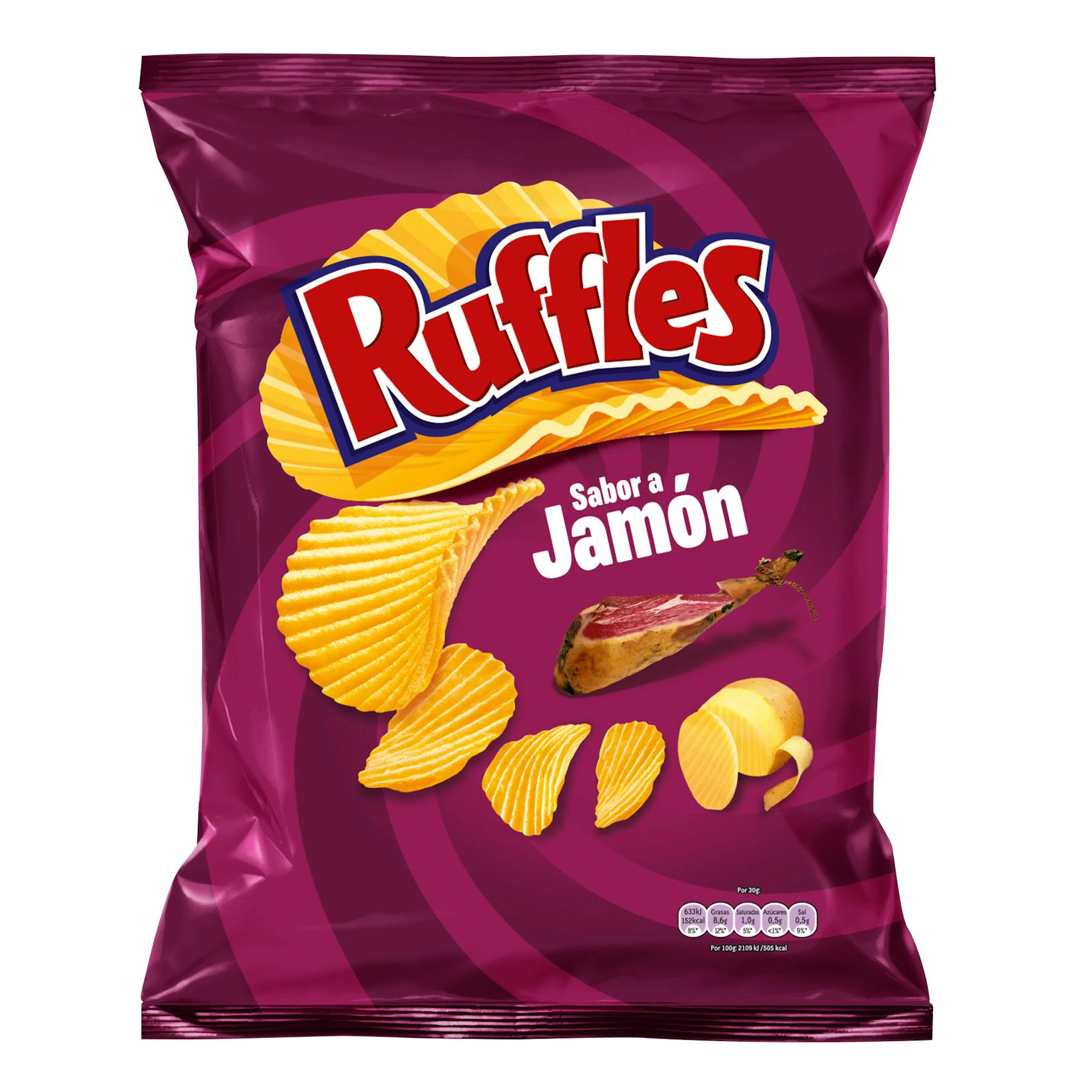 Patatas Onduladas Jamón Ruffles 45 Gr