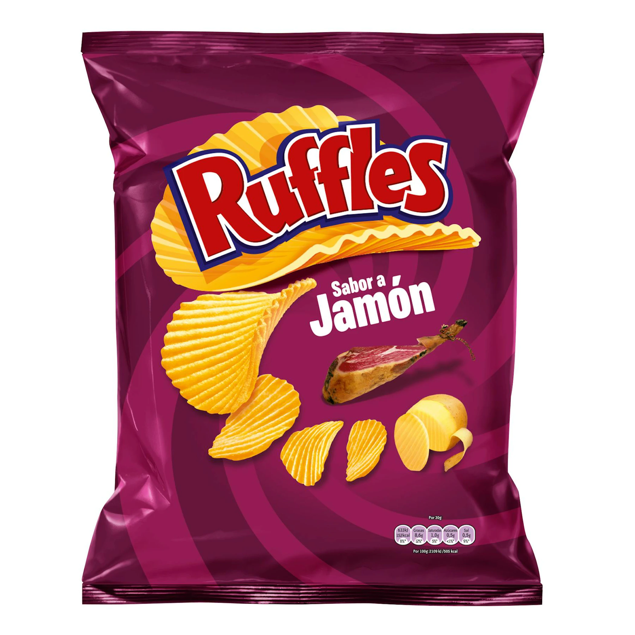 Patatas Onduladas Jamón Ruffles 45 Gr