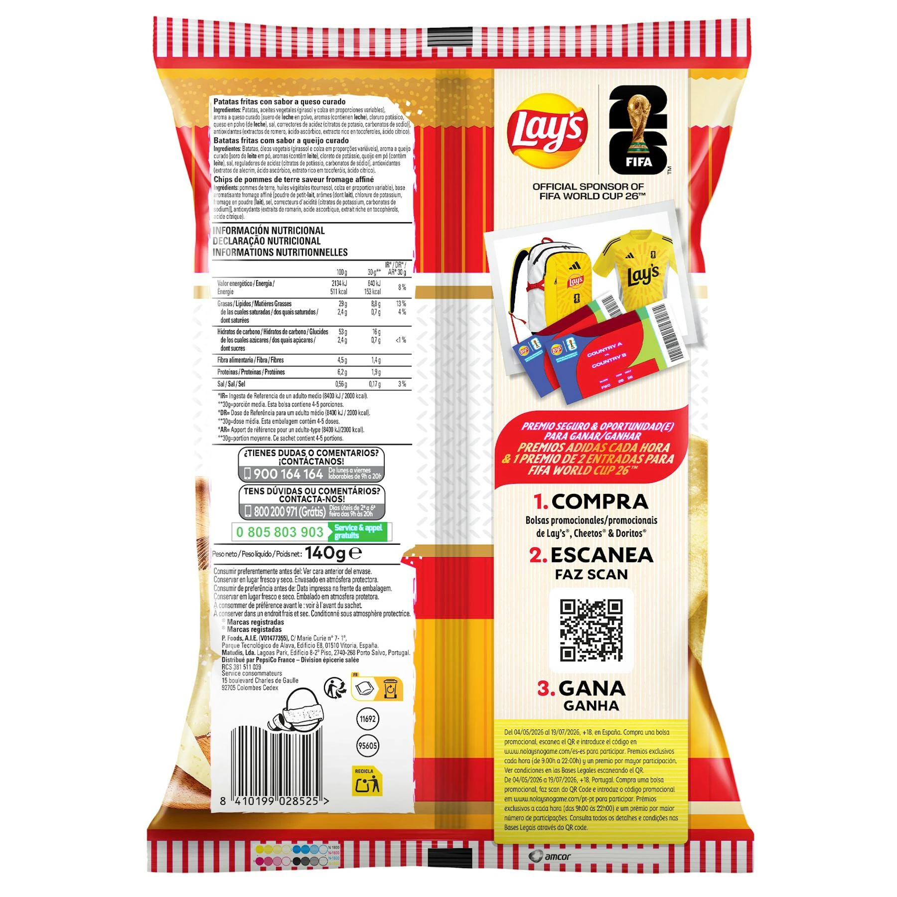 Batatas Queijo Curado Lay's 140Gr