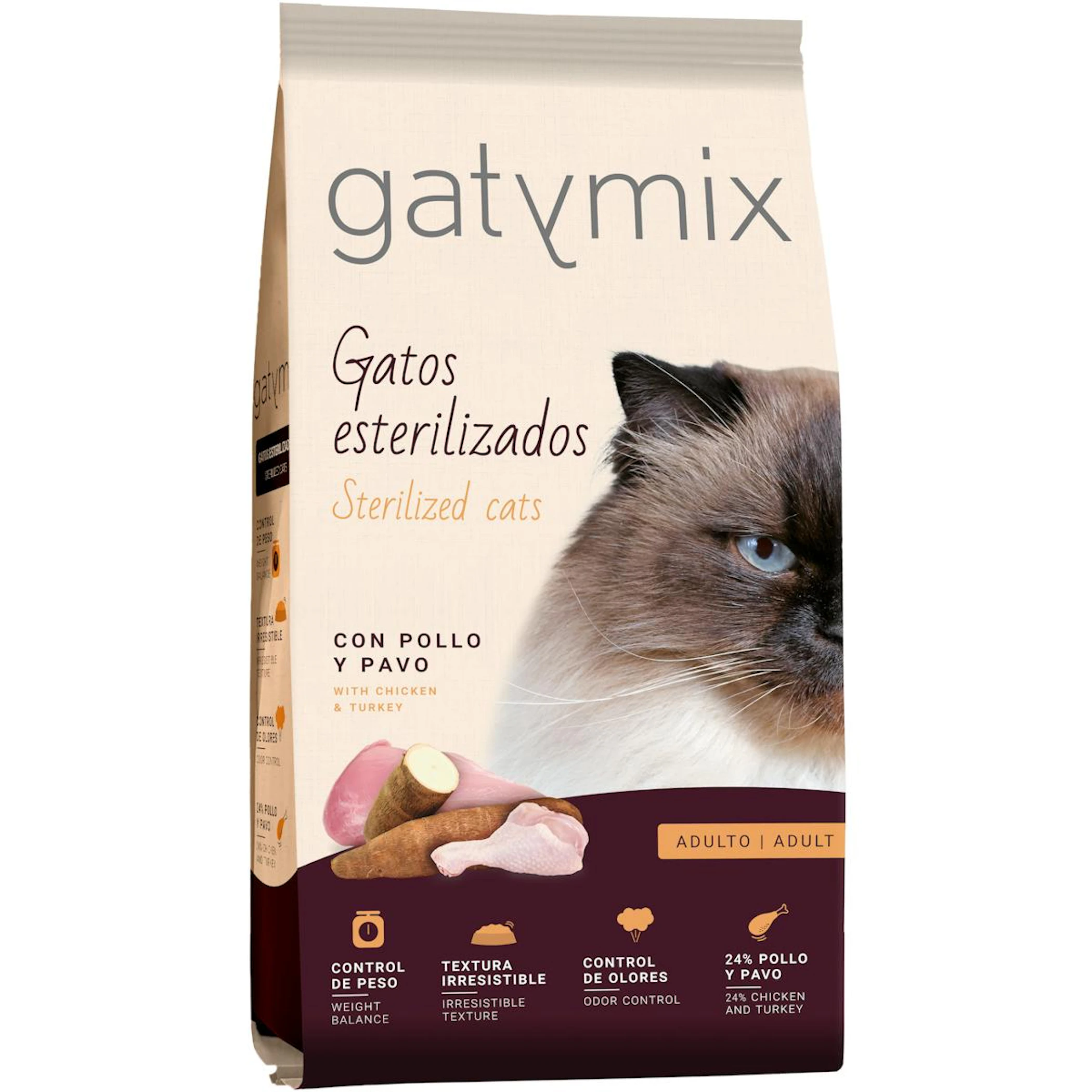 Pienso Gatos Esterilizados Pollo y Pavo GatyMix 1.5Kg 0