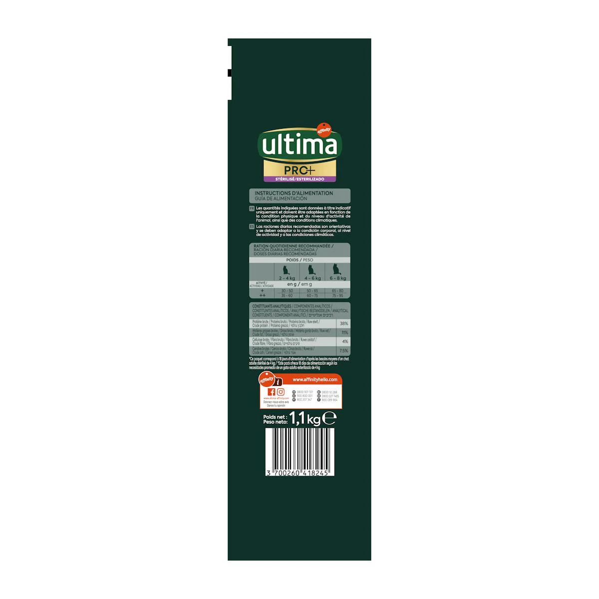 Pienso Gatos Esterilizados Pro+ Ultima Pollo 1.1Kg