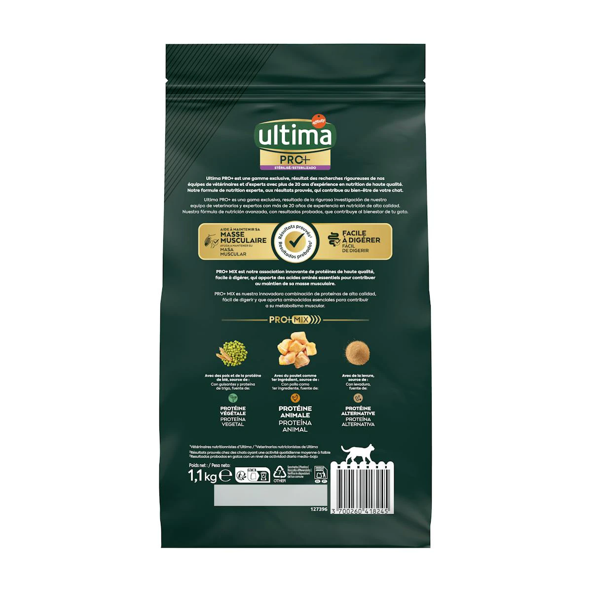 Pienso Gatos Esterilizados Pro+ Ultima Pollo 1.1Kg