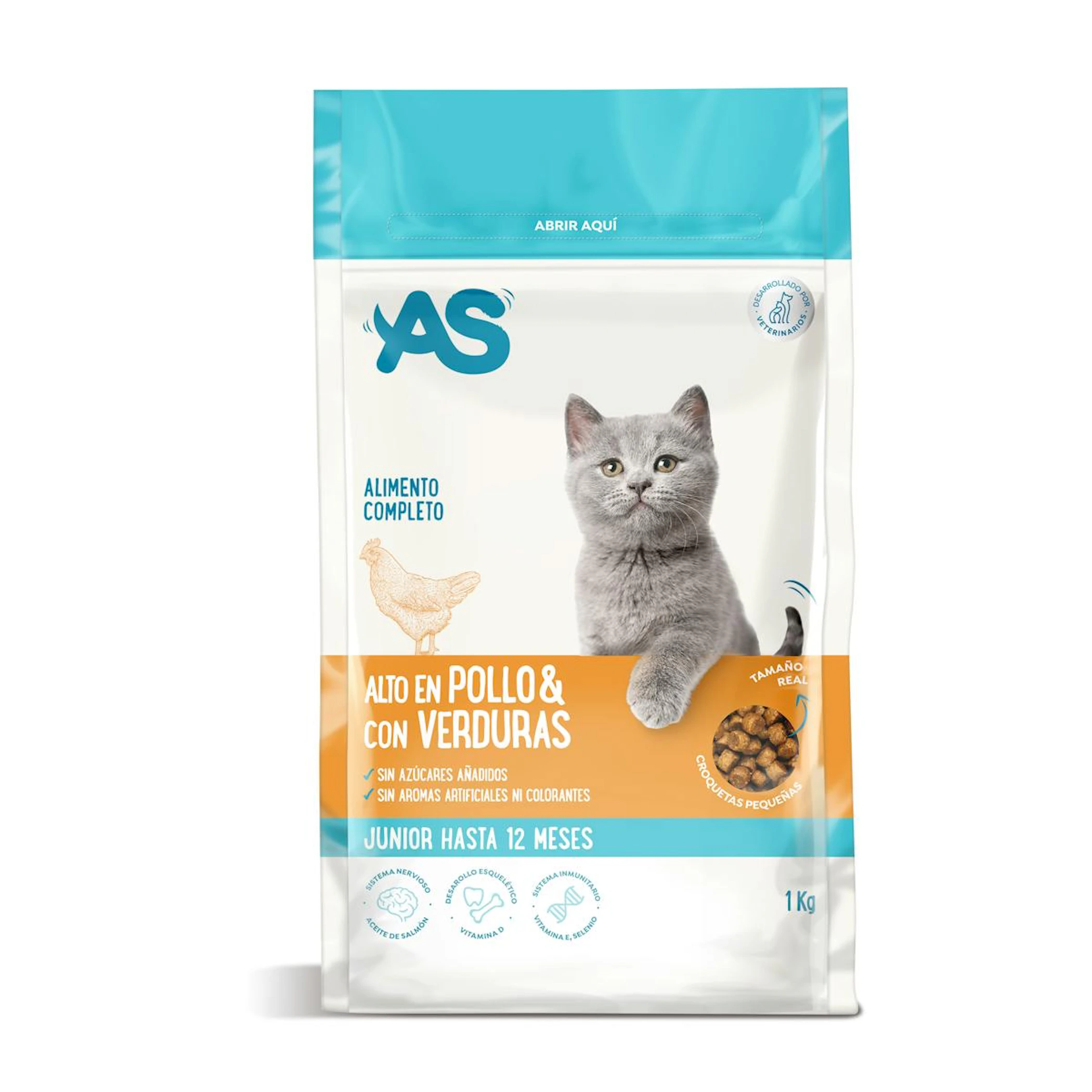 Pienso Gatos Junior Pollo Y Verduras AS 1Kg
