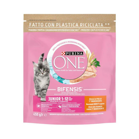 Pienso Gatos Junior Pollo Bifensis Purina One 450Gr