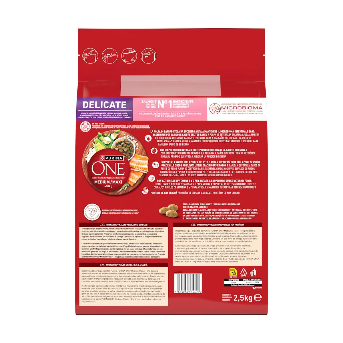 Pienso Perros Medio/Maxi Delicate Salmón Purina One 2.5Kg