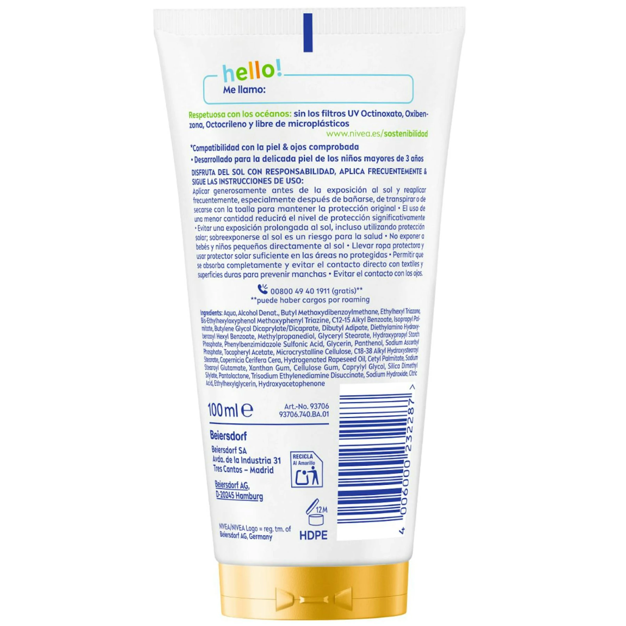 Protetor Solar Rosto E Corpo Kids Proteção UV Diária SPF 50+ Nivea 100Ml