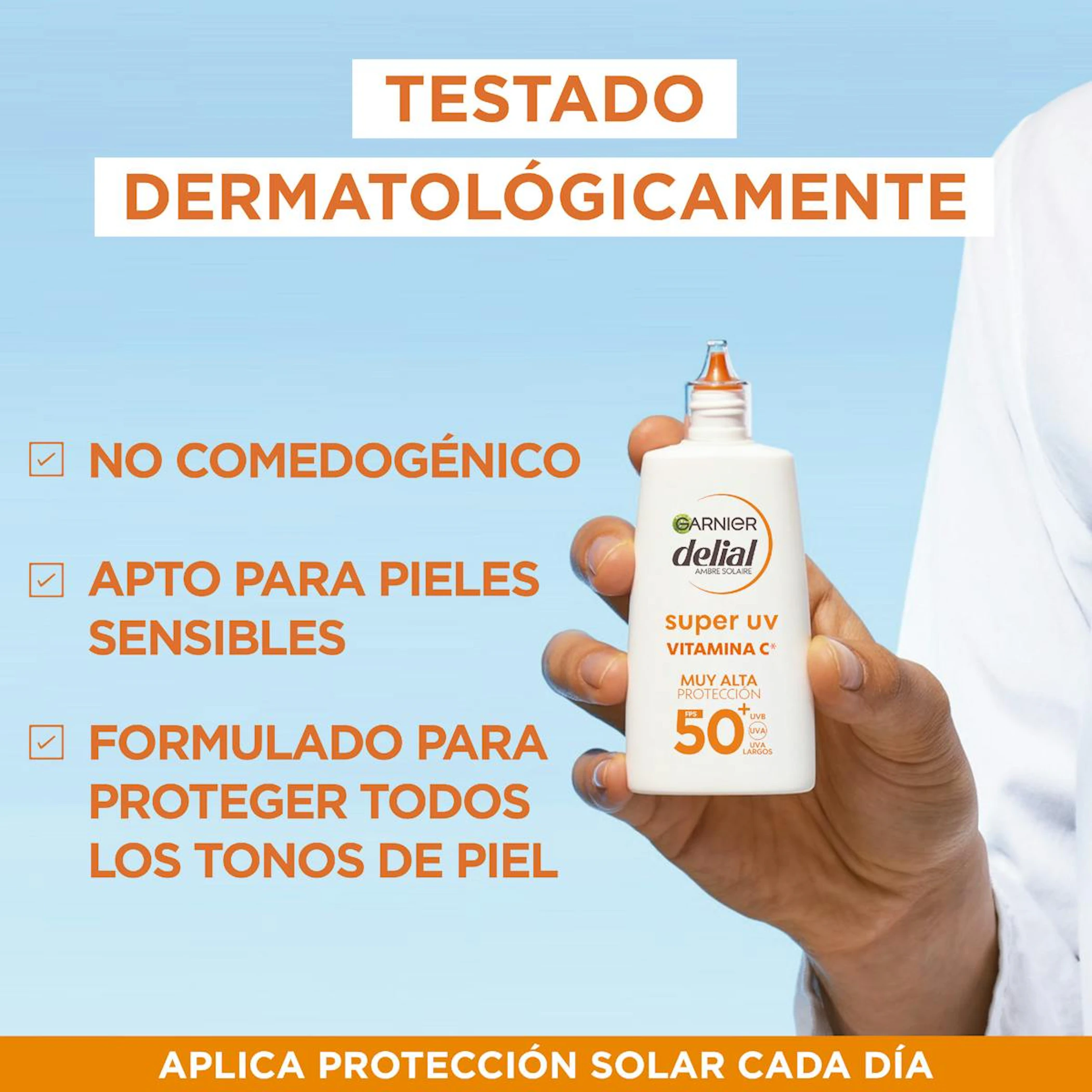 Fluido Solar Facial Super UV Vitamina C SPF 50+ Delial 40Ml