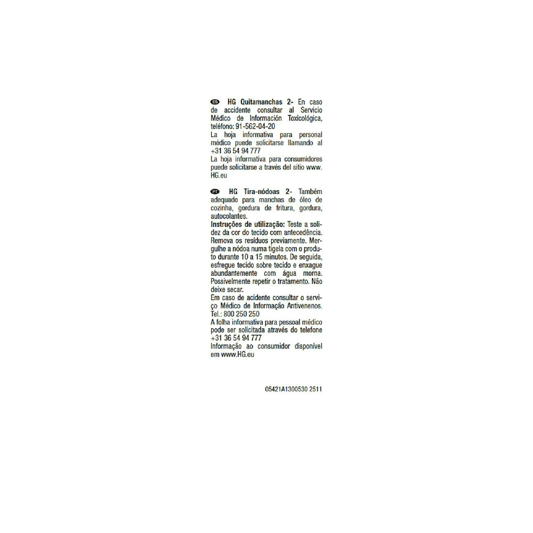 Removedor De Manchas Nº2 HG 50Ml
