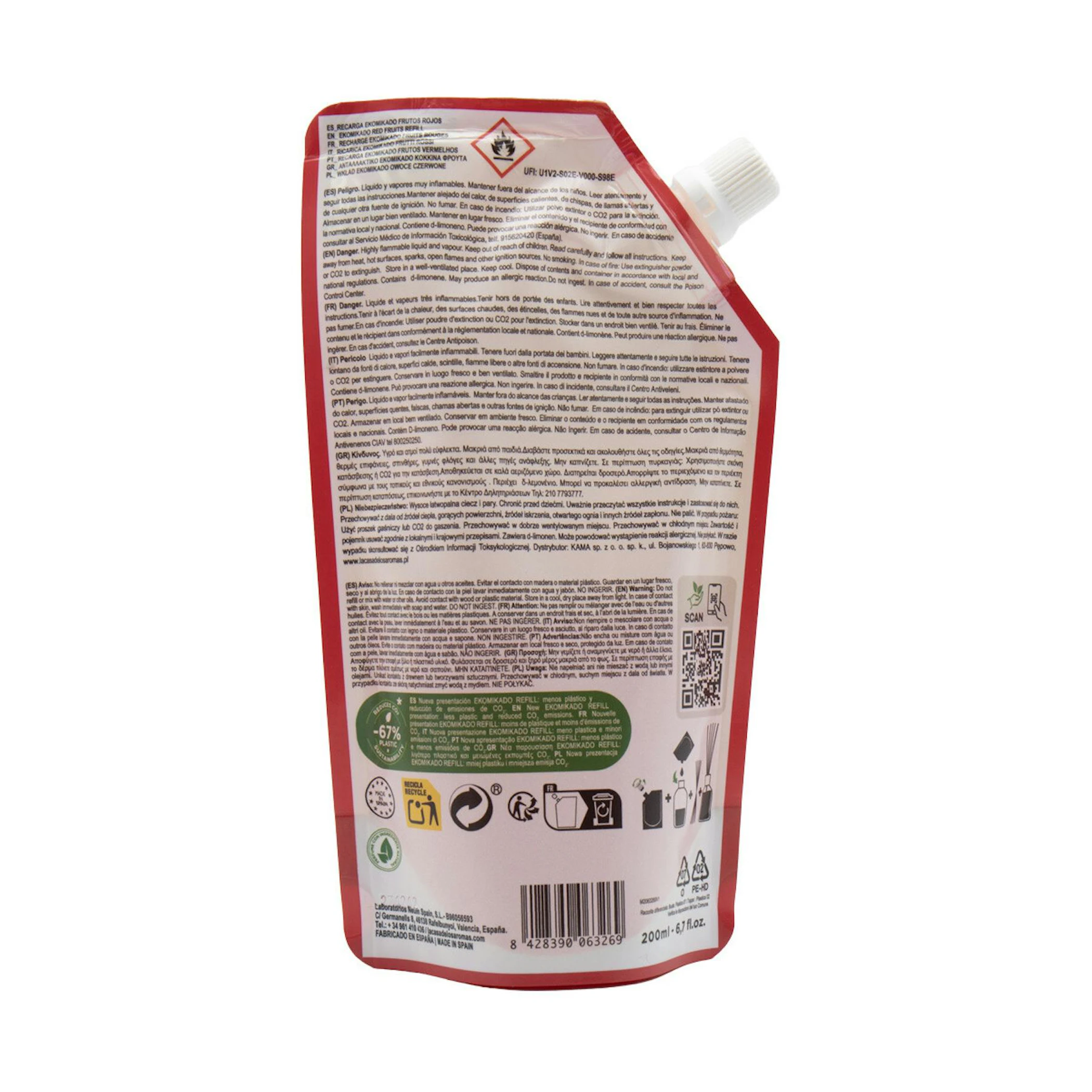 Recarga Ambientador Ekomikado Frutos Vermelhos La Casa de los Aromas 200Ml