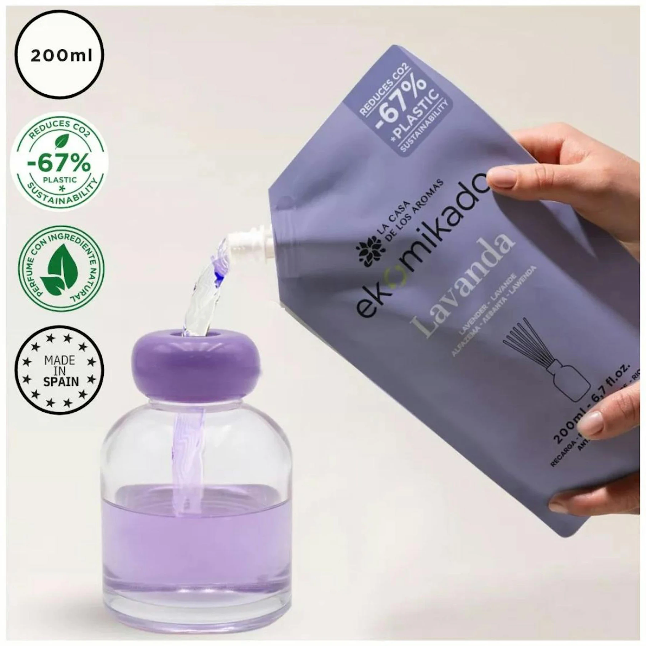Recarga Ambientador Ekomikado Lavanda La Casa De Los Aromas 200 Ml