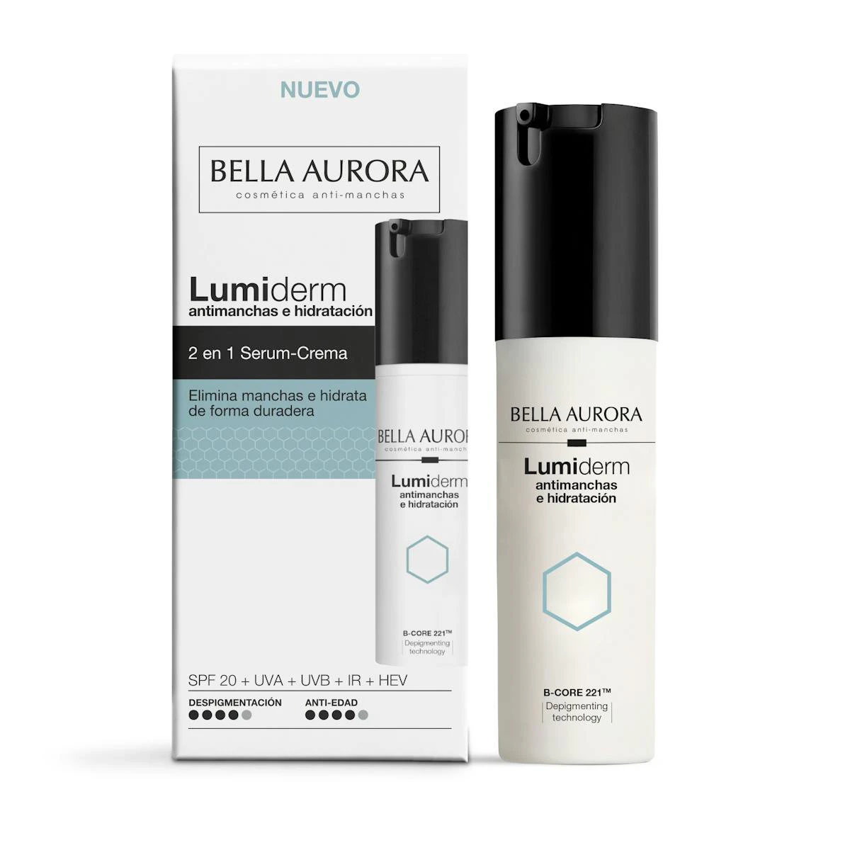 Sérum-Crema Lumiderm Antimanchas E Hidratación Bella Aurora 30Ml Sérum-Crema Lumiderm Antimanchas E Hidratación Bella Aurora 30Ml 0