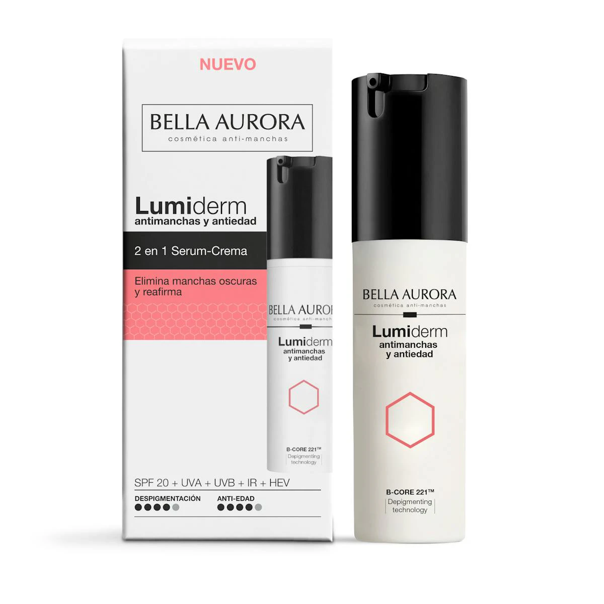 Sérum-Crema Lumiderm Antimanchas y Antiedad Bella Aurora 30Ml Sérum-Crema Lumiderm Antimanchas y Antiedad Bella Aurora 30Ml 0