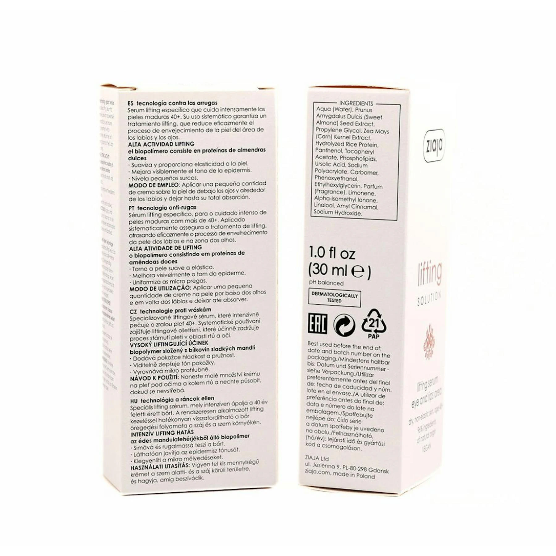 Sérum De Ojos Y Labios Lifting Solution Ziaja 30Ml