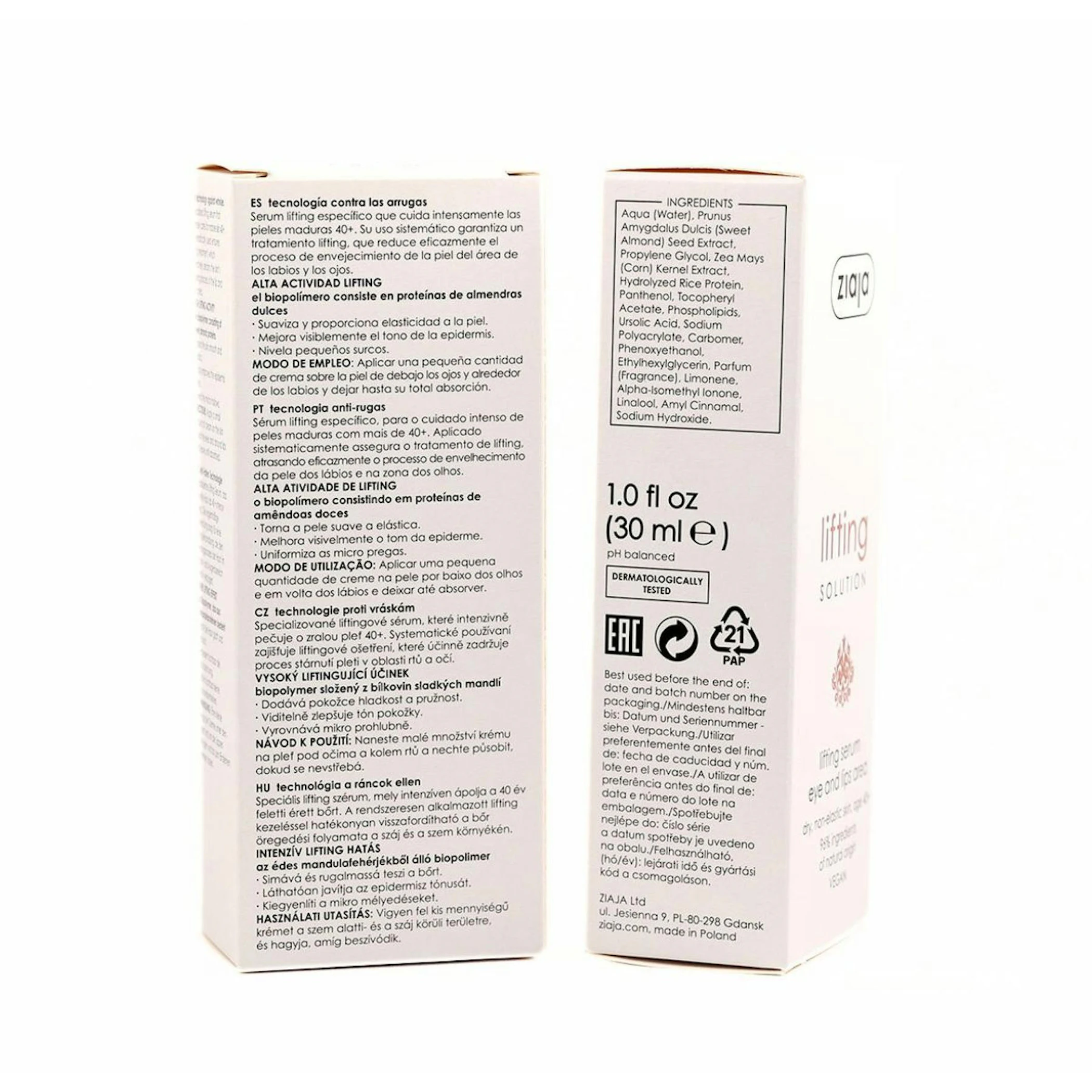 Sérum De Ojos Y Labios Lifting Solution Ziaja 30Ml