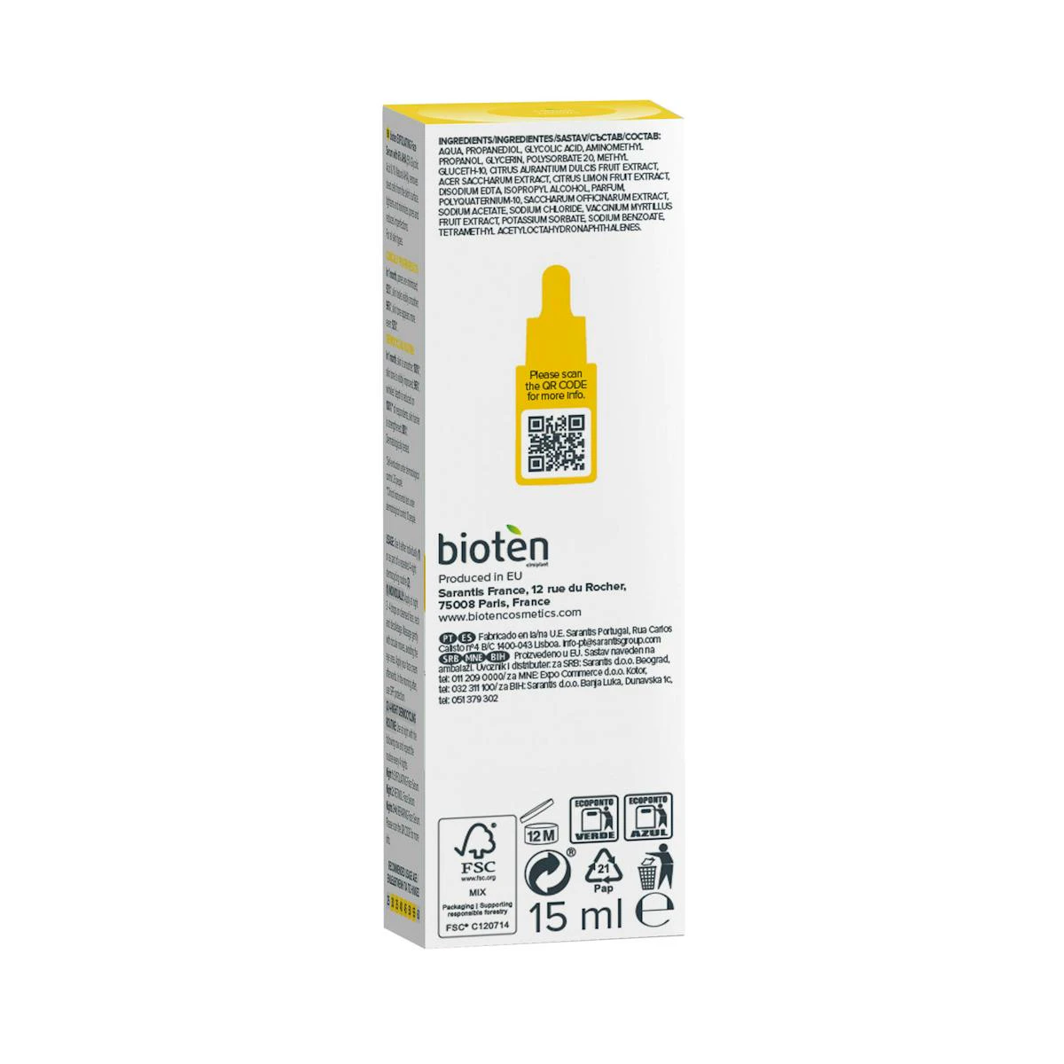 Sérum Exfoliante Dermocycling AHA Bioten 15Ml