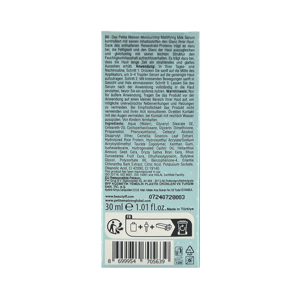 Sérum Facial Leche Hidratante Y Matificante Petite Maison 30Ml