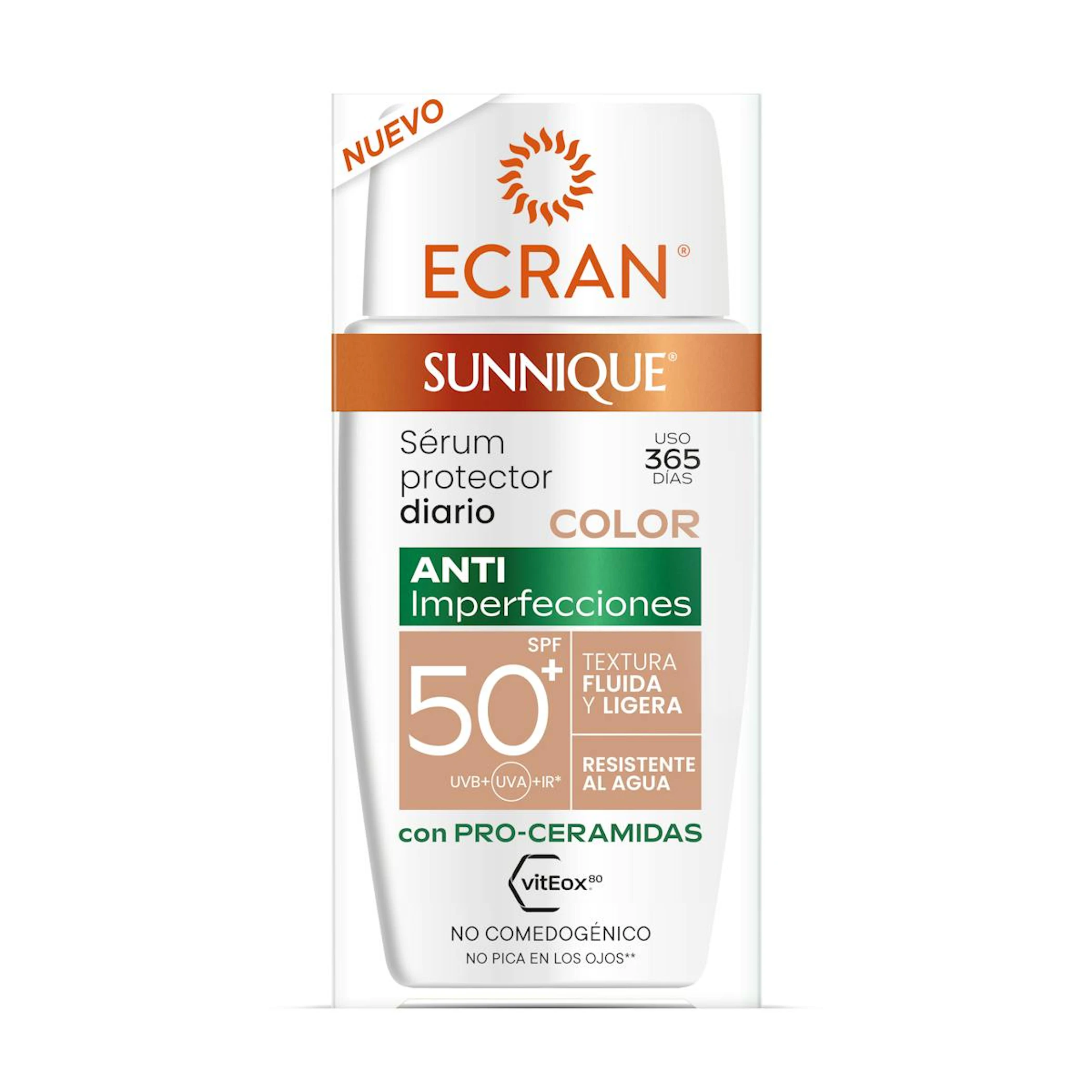 Sérum Solar Facial Con Color Anti-Imperfectiones SPF 50+ Ecran Sunnique 40Ml 0