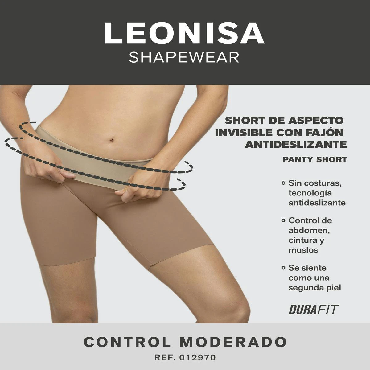 Short Control Moderado Invisible Con Fajón Antideslizante Leonisa Talla M