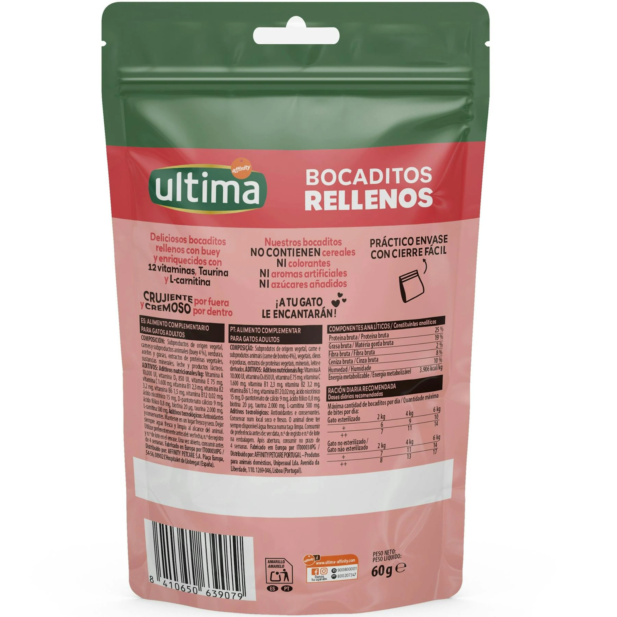 Snack Gatos Bocadinhos Recheados Boi Ultima 60Gr