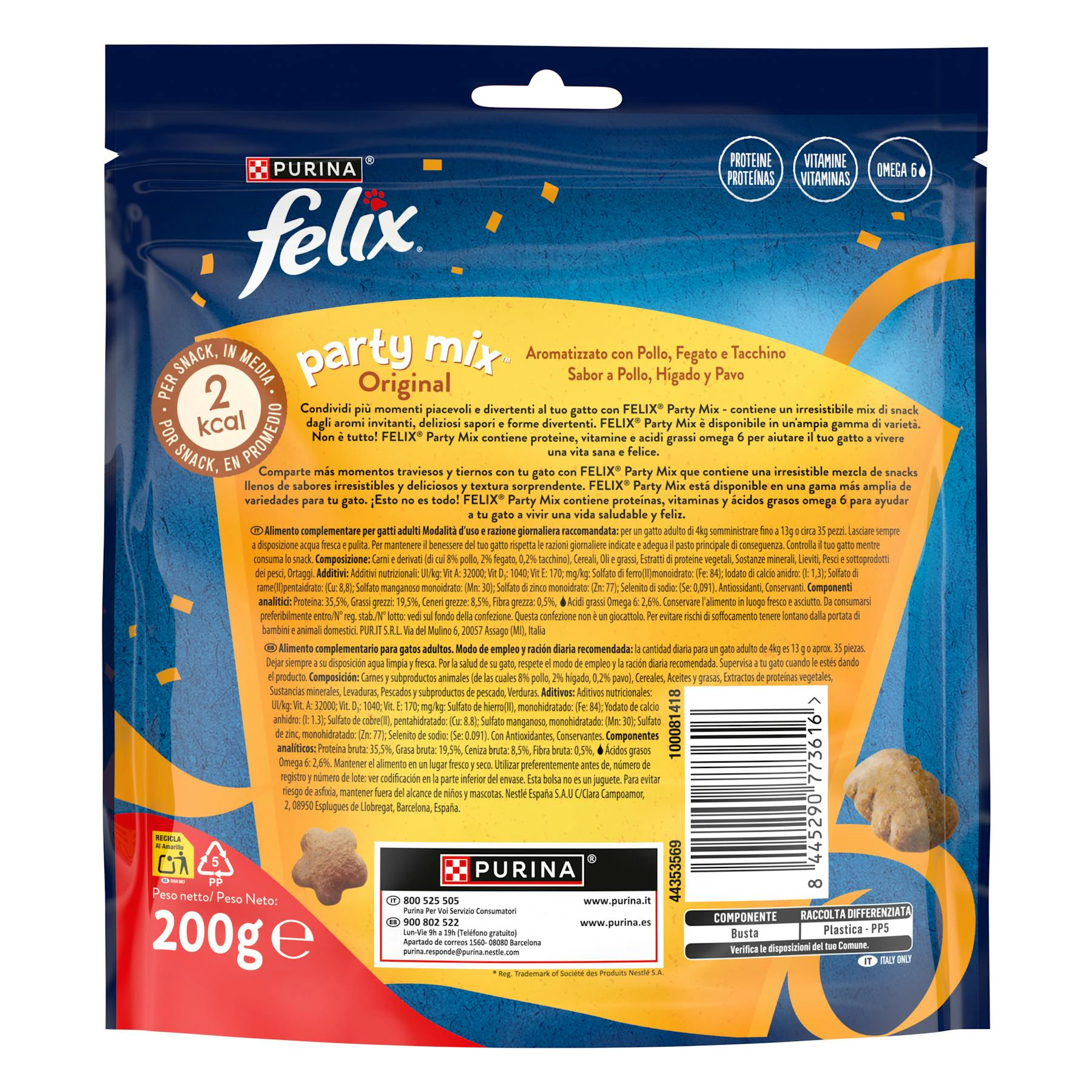 Snack Gatos Party Mix Original Maxi Pack Felix 200Gr