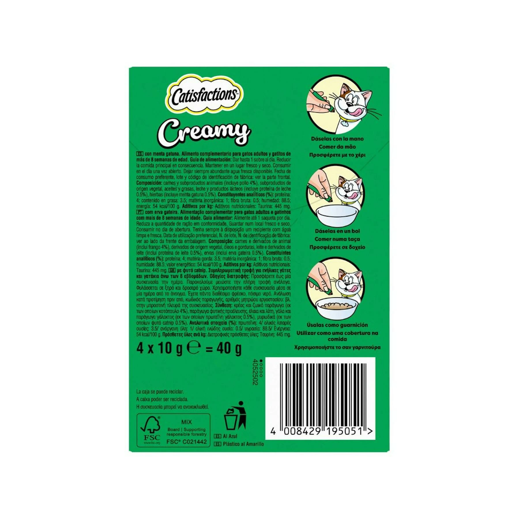 Snack Líquido Gato Creamy Catnip Catisfactions 4 Uds