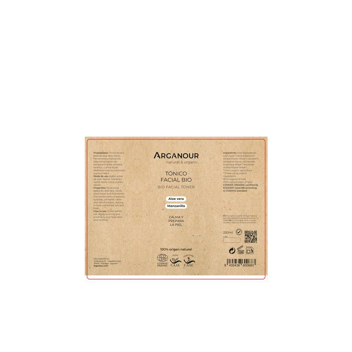 Tónico Facial Bio Arganour 250Ml