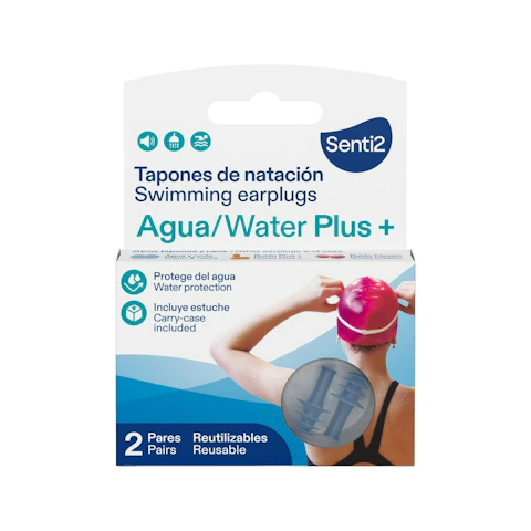 Tapones De Oídos Natación Reutilizables Senti2 Agua/Water Plus+ 2 Uds