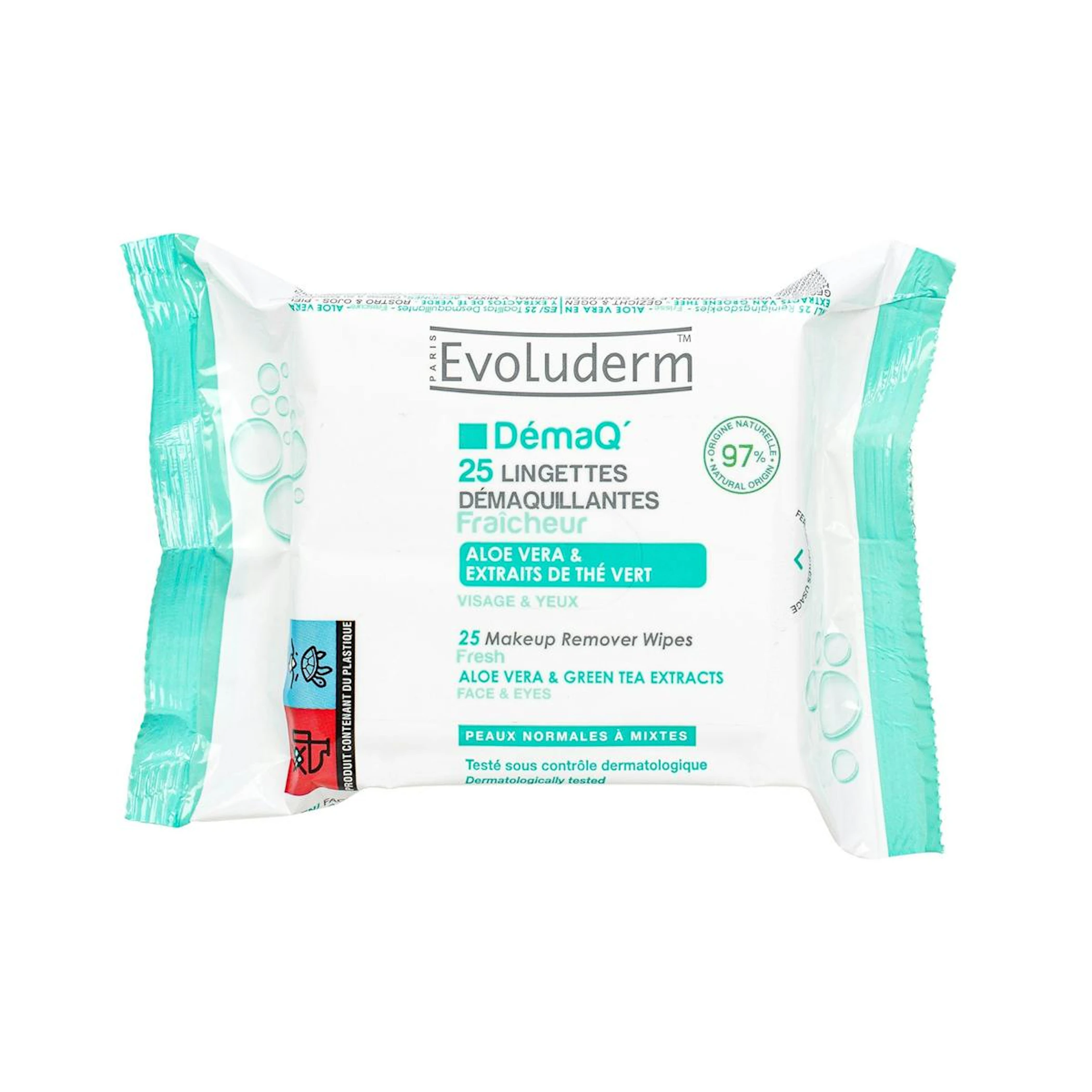 Toaliitas Desmaquillantes Aloe Vera Y Té Verde Evoluderm 25 Uds 0