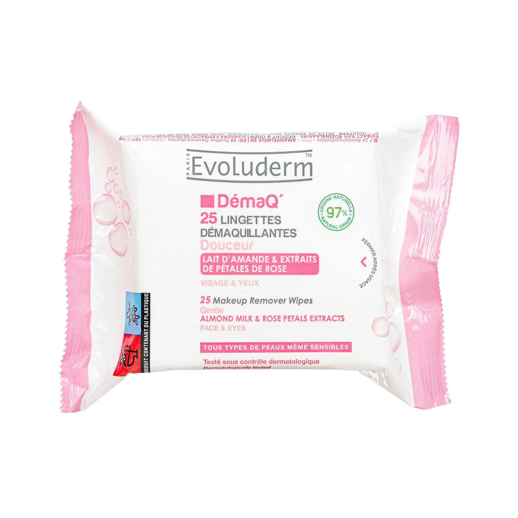 Toaliitas Desmaquillantes Leche De Almendra Y Rosas Evoluderm 25 Uds 0