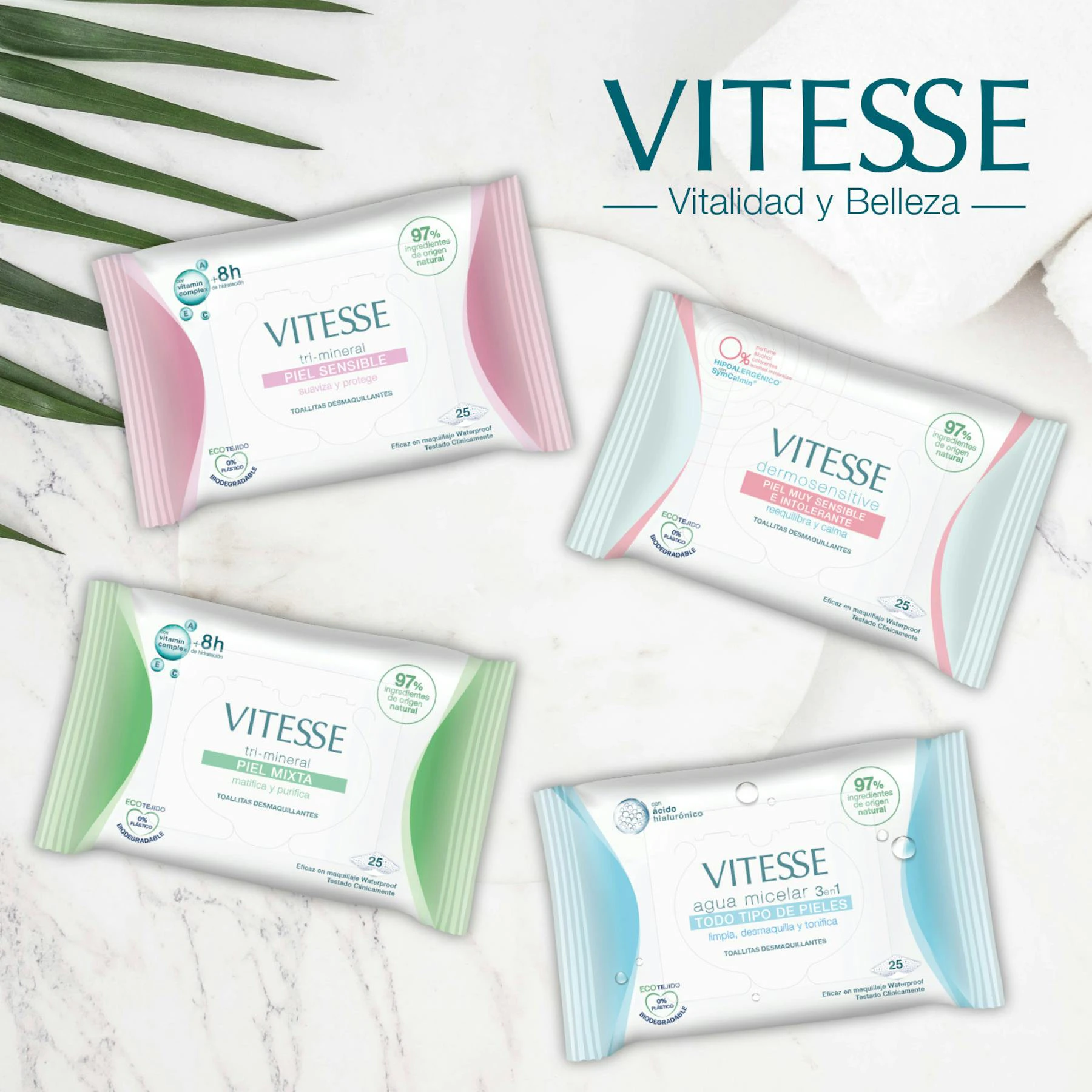 Toallitas Desmaquillantes DermoSensitive Vitesse 25 Uds