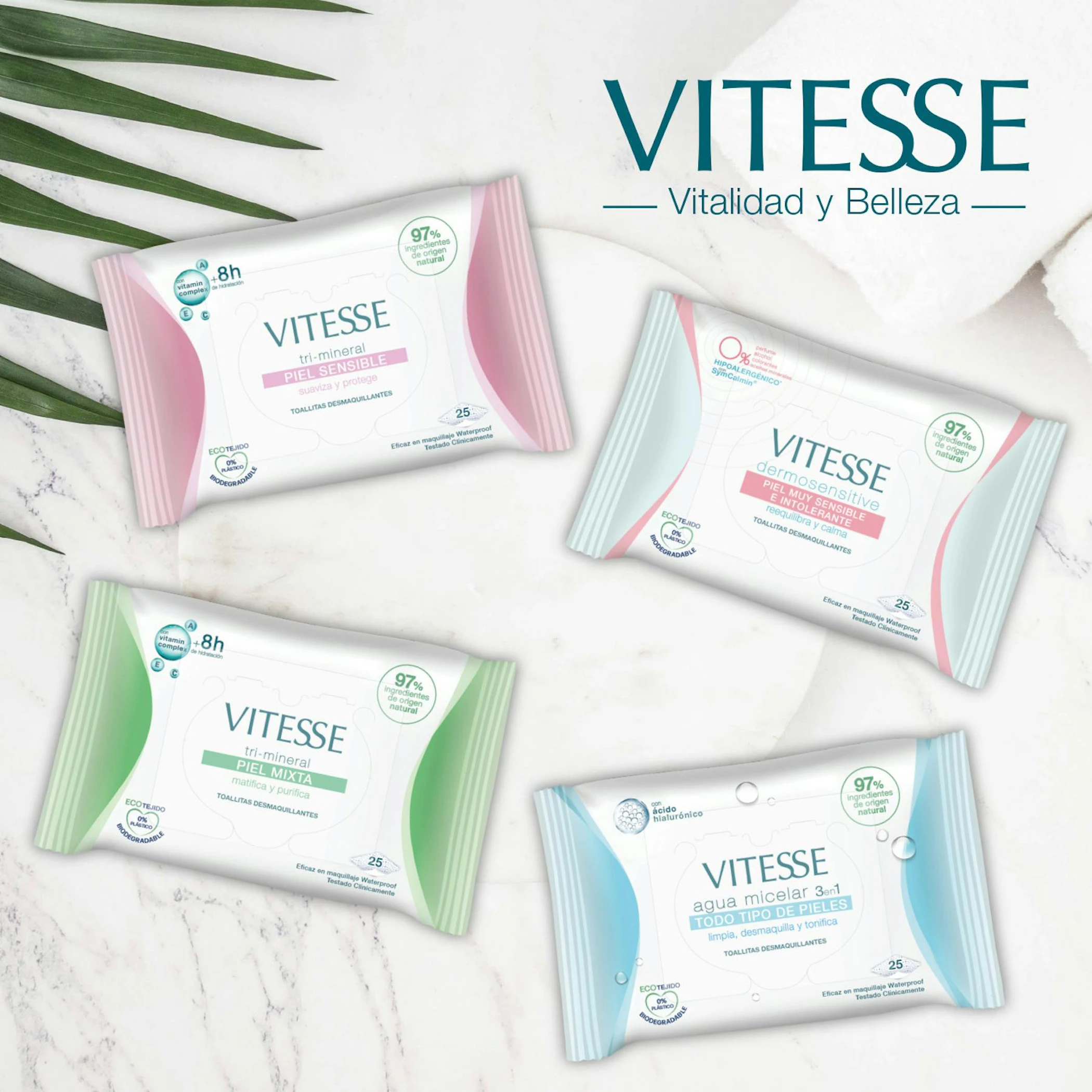 Toallitas Desmaquillantes DermoSensitive Vitesse 25 Uds