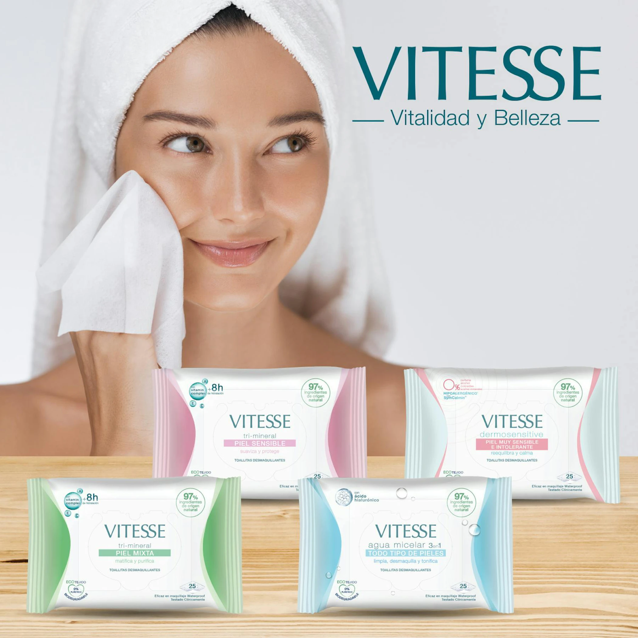 Toallitas Desmaquillantes DermoSensitive Vitesse 25 Uds