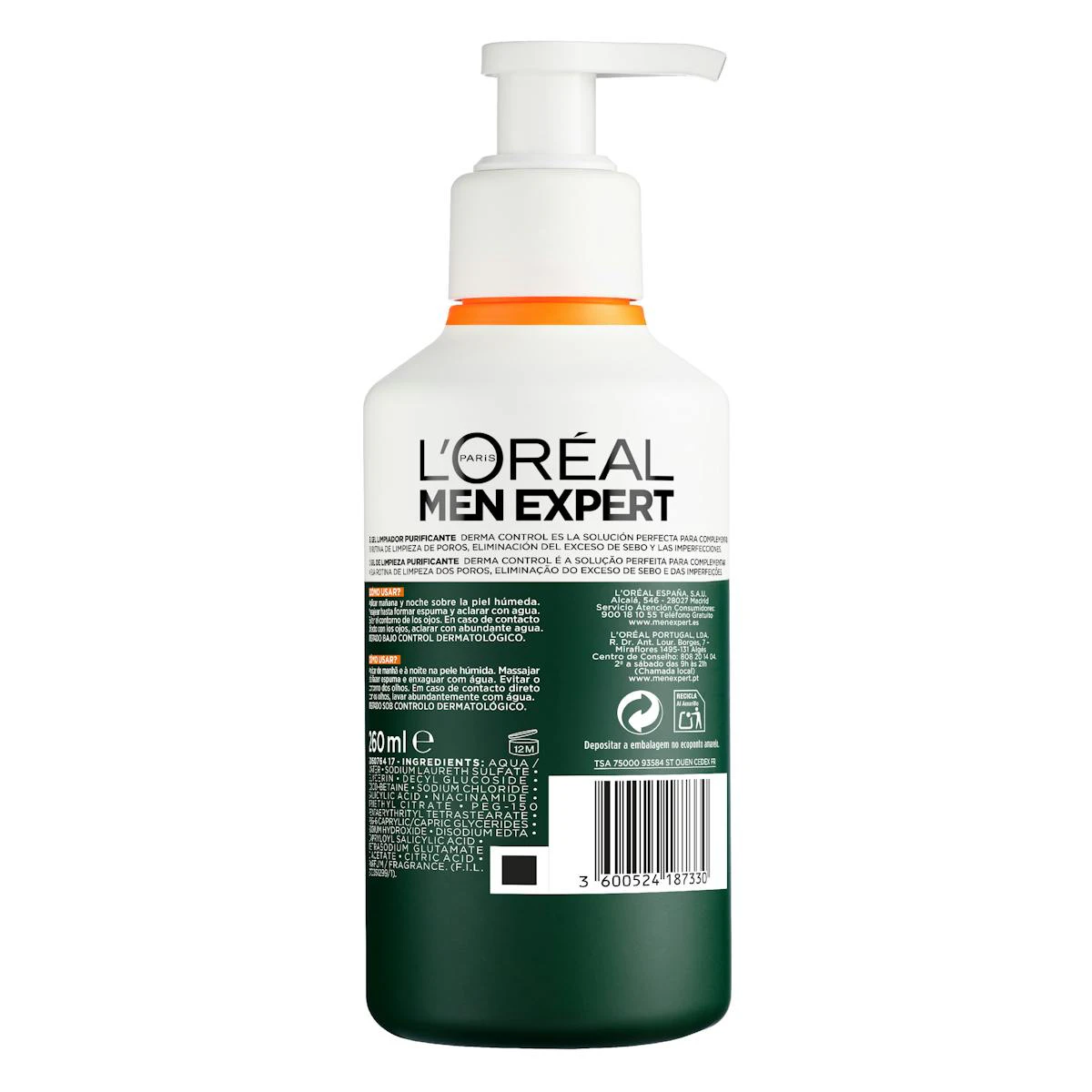 Gel Limpiador Derma Control L'Oréal Men Expert 250Ml
