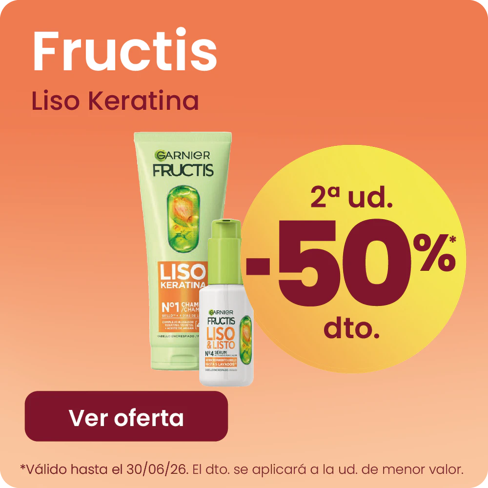 FRUCTIS LISO KERATINA TODA LA GAMA -50% la 2ª ud.
