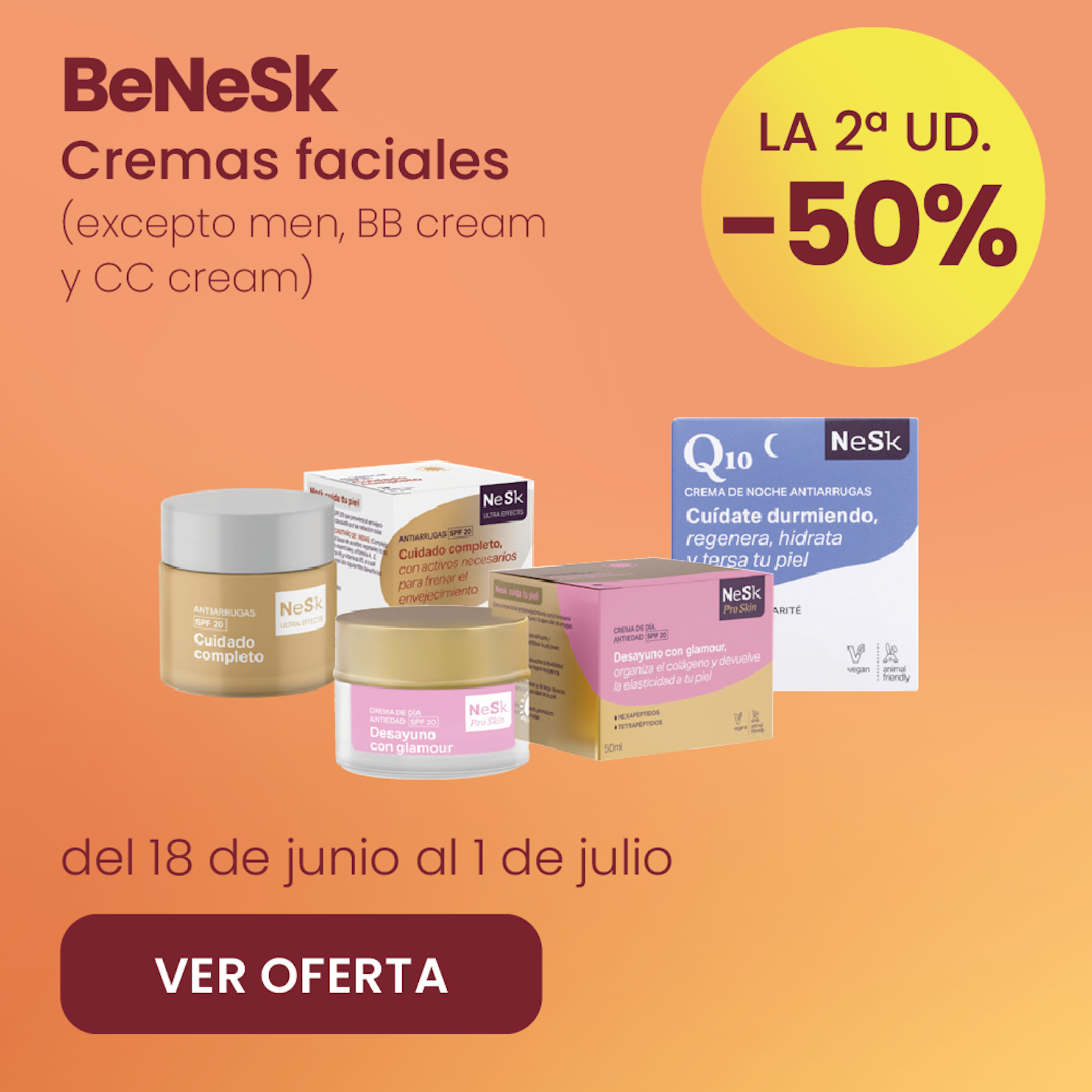 Benesk Cremas Faciales Toda La Gama -50% la 2ª ud.