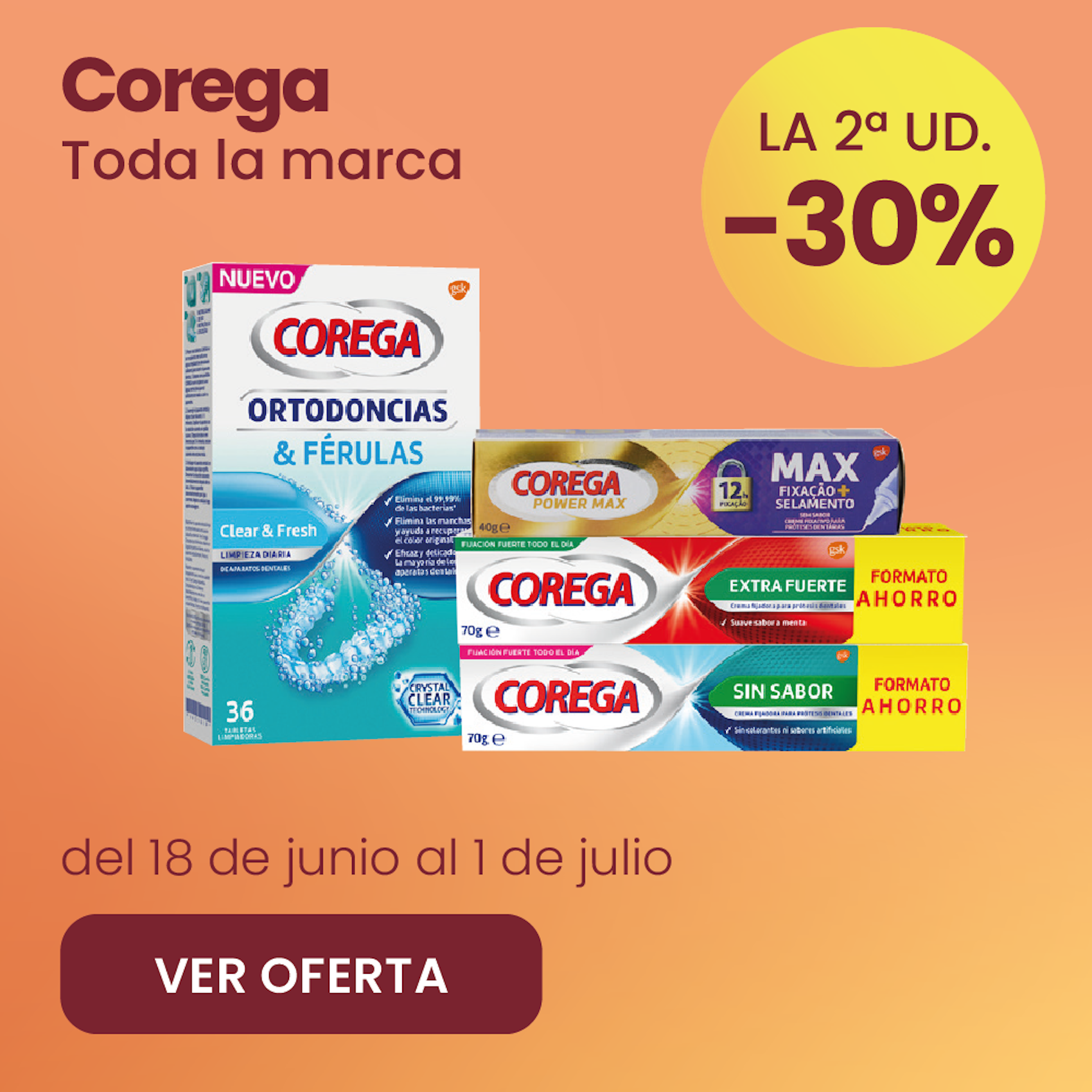 Corega Toda La Marca -30% la 2ª ud.