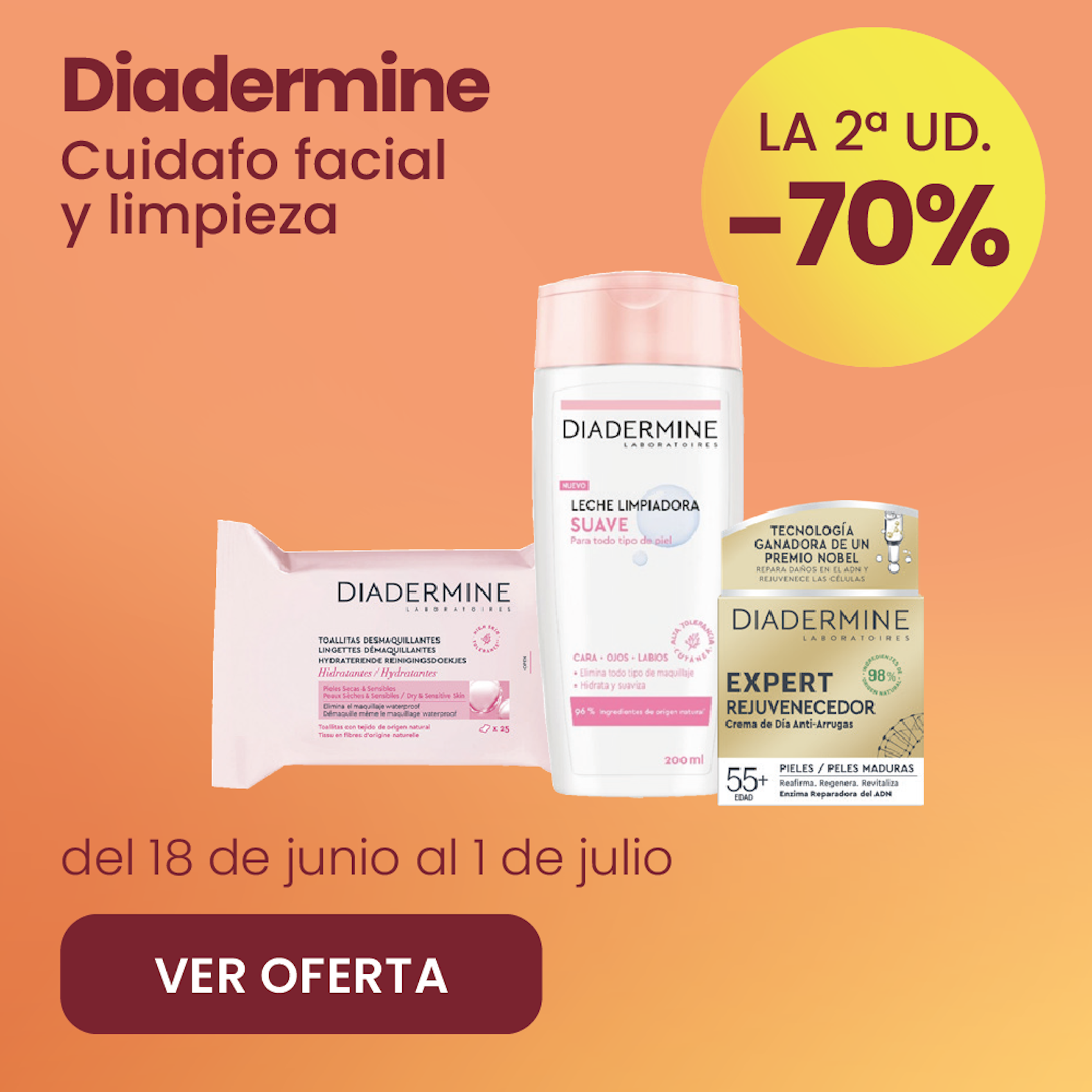 Diadermine Cuidado Facial Y Limpieza -70% la 2ª ud.
