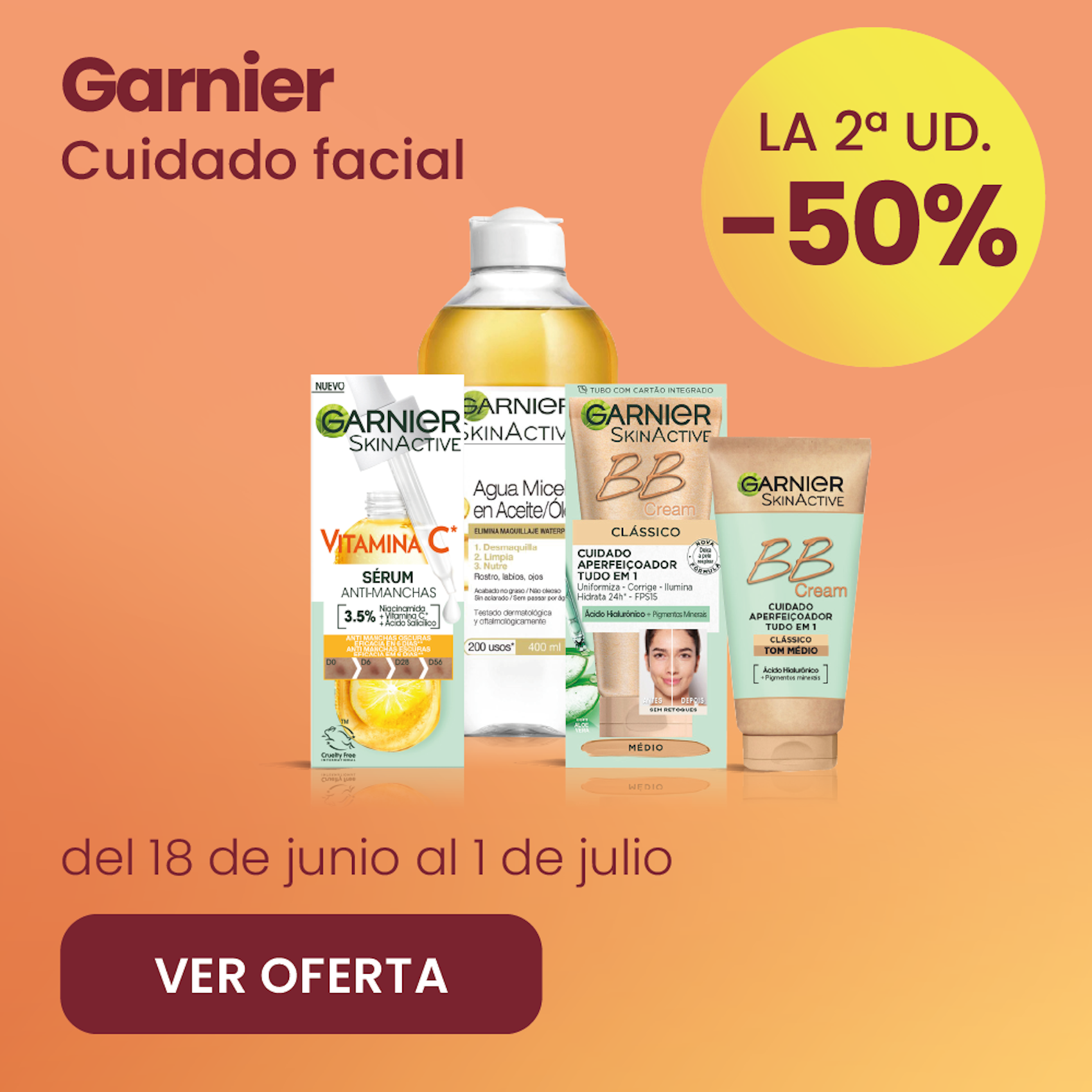 Garnier Cuidado Facial Toda La Gama -50% la 2ª ud.