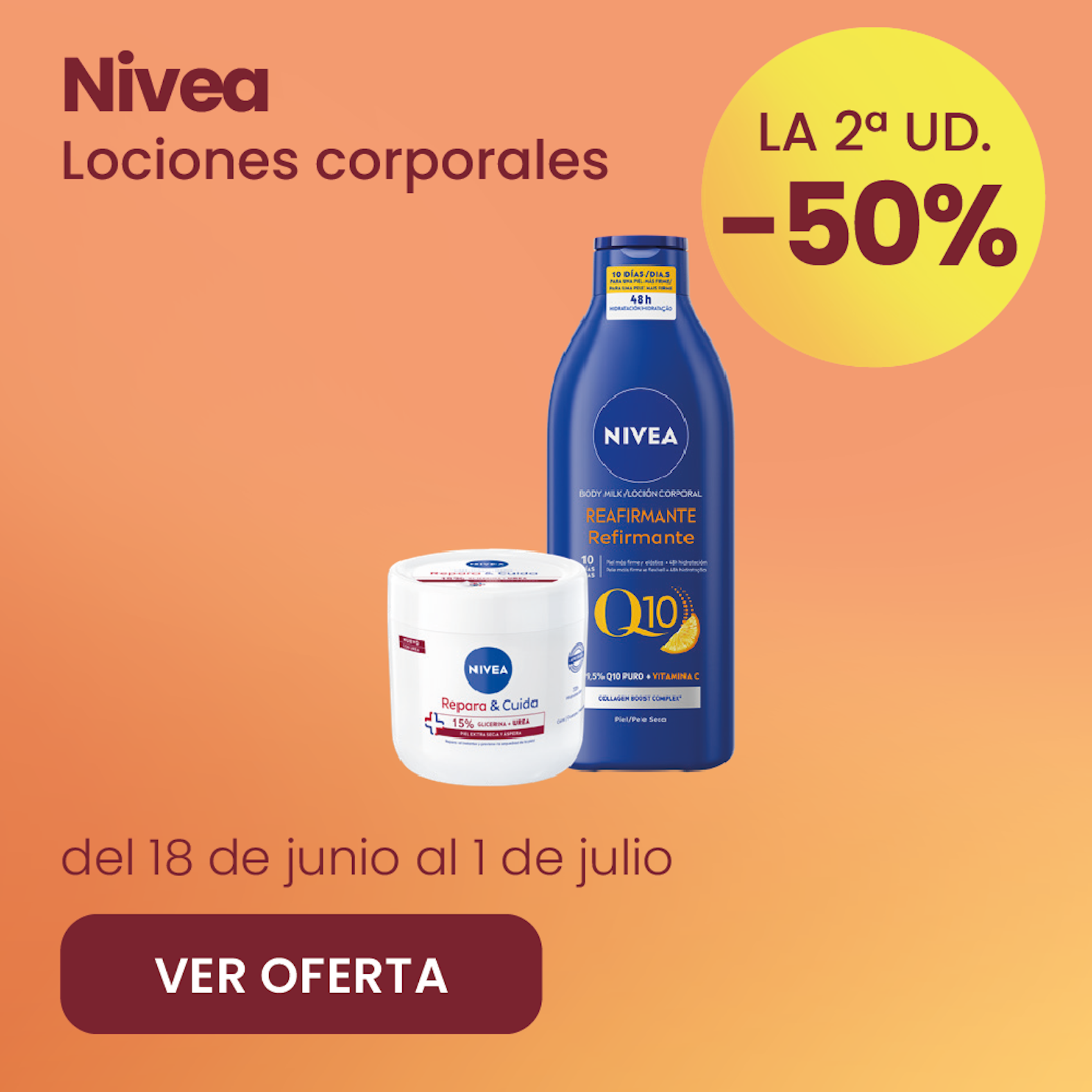 Nivea Lociones Q10 Y Repara & Cuida -50% la 2ª ud.