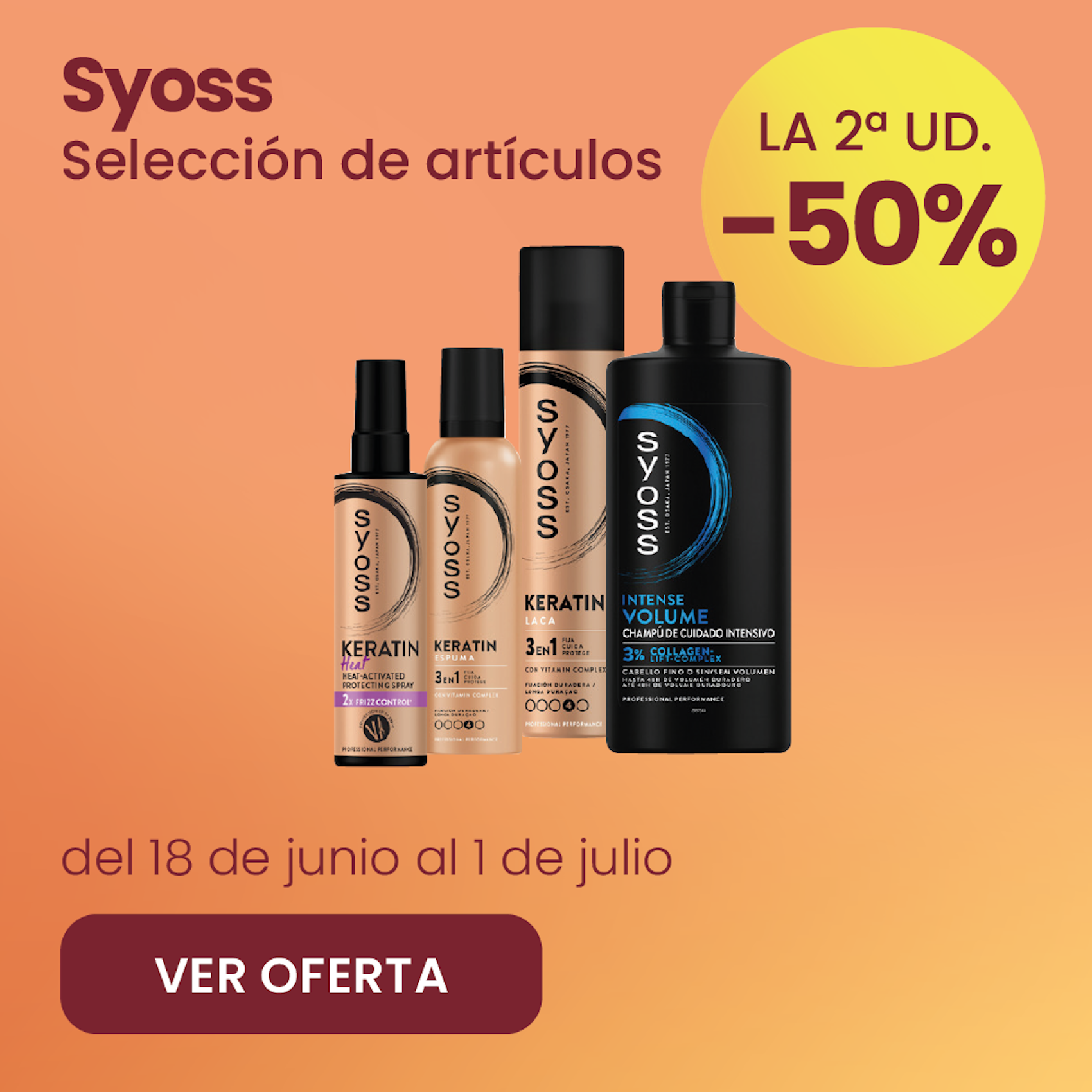 Syoss Champús Toda La Gama -50% la 2ª ud.