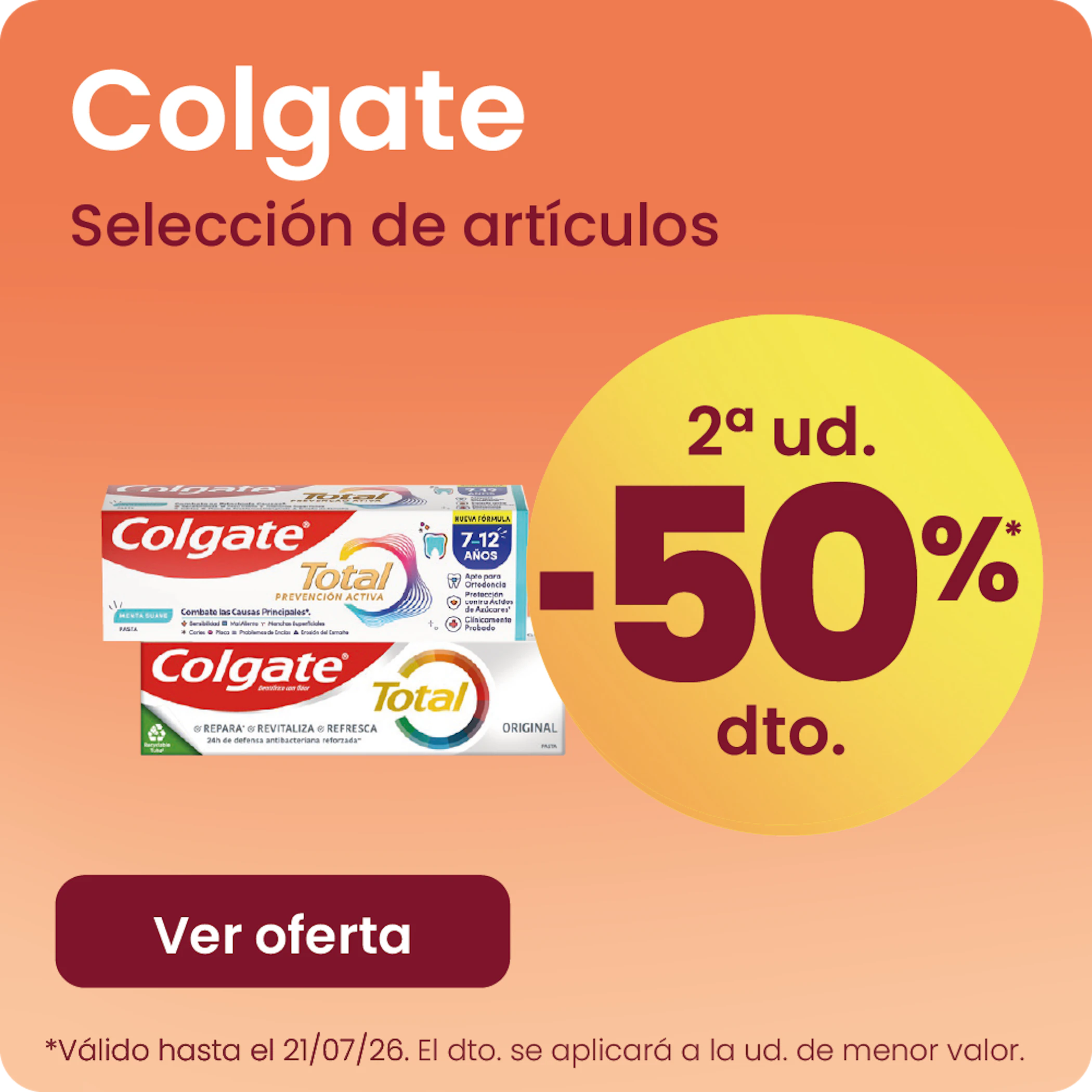 Colgate Total Selección De Artículos -50% la 2ª ud.