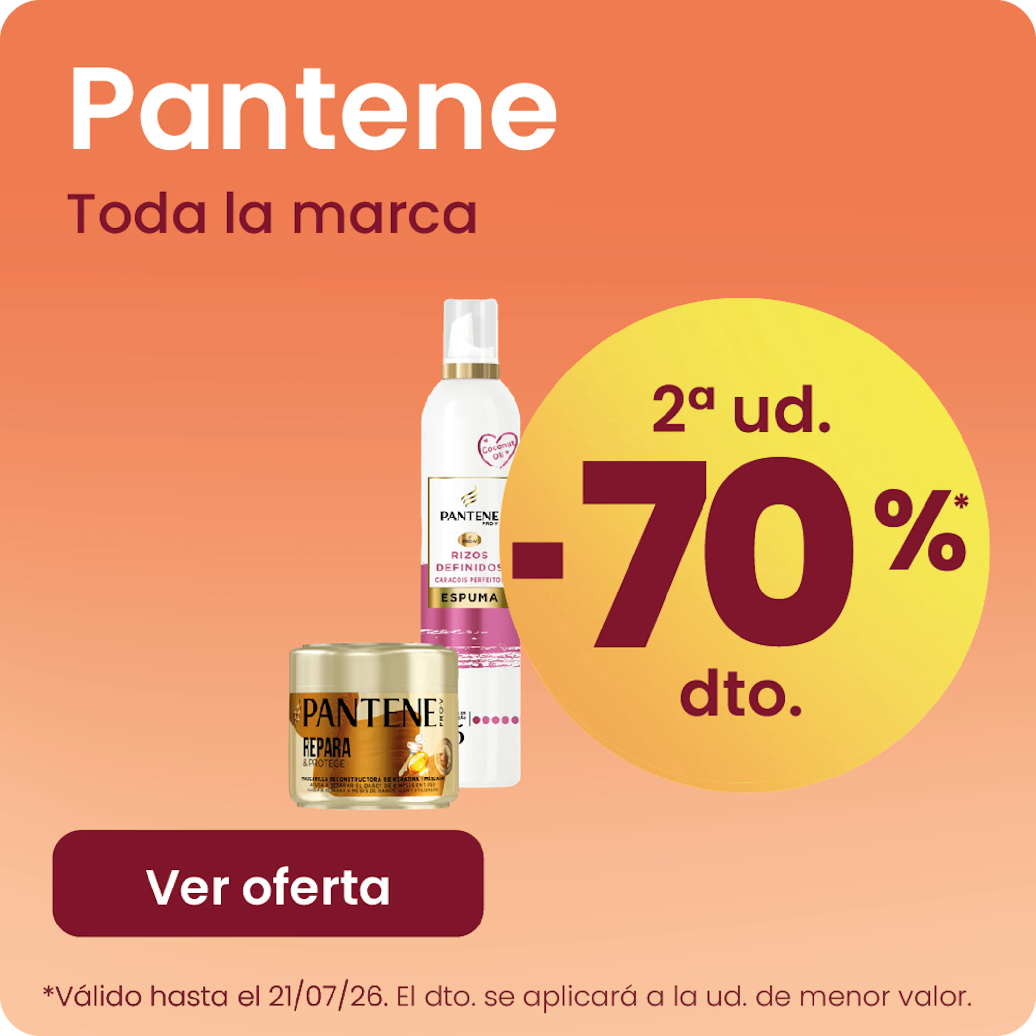 Pantene Toda La Marca -70% la 2ª ud.