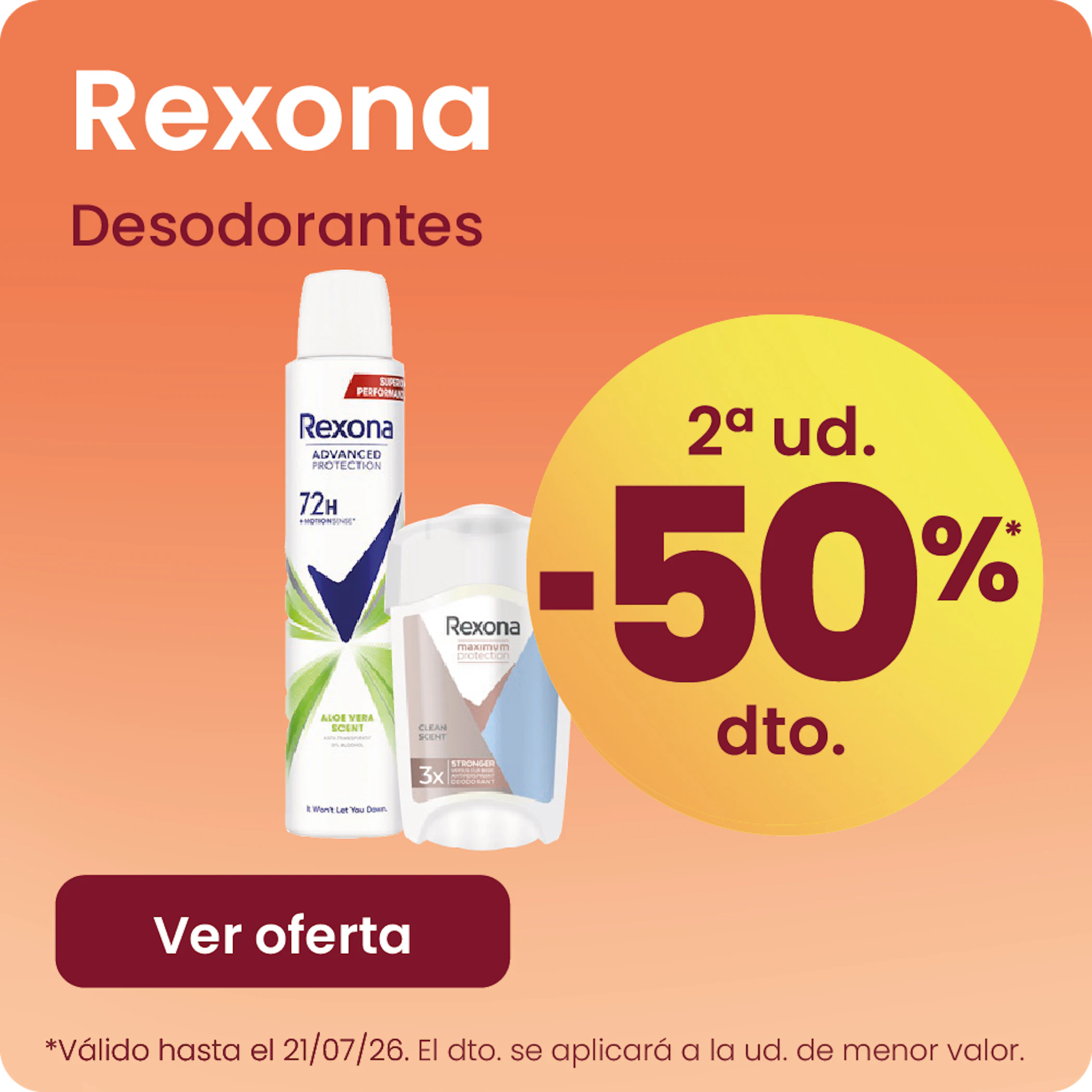 Rexona Desodorantes Toda La Marca -50% la 2ª ud.