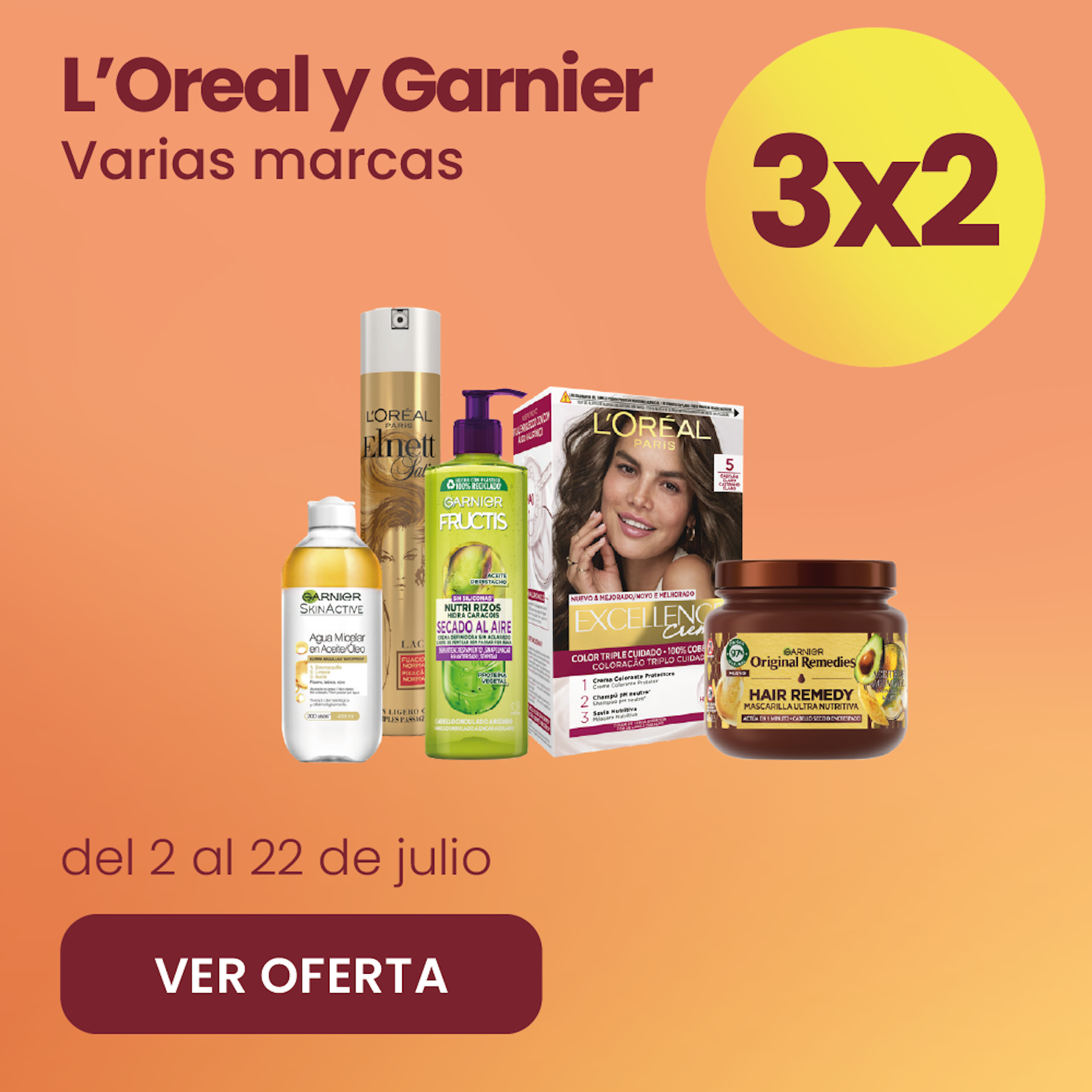 ELVIVE, ORIGINAL REMEDIES, GARNIER, L'OREAL Y OLIA 3x2