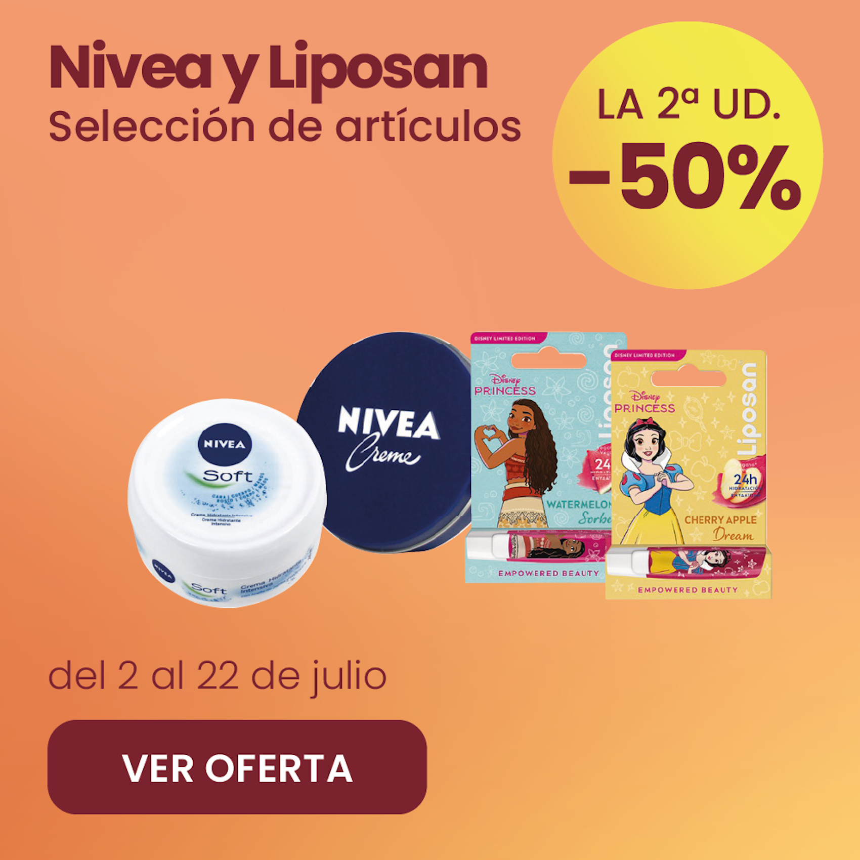 NIVEA LATAS Y LIPOSAN BÁLSAMOS -50% la 2ª ud.